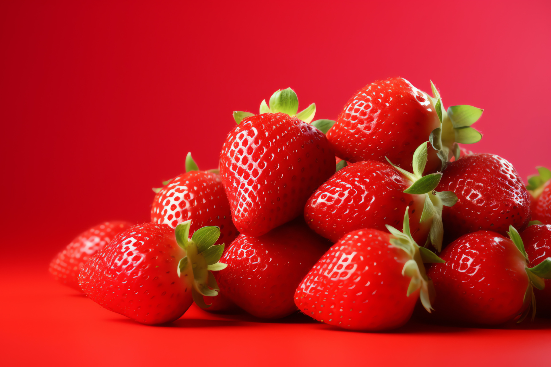 Fresh strawberries, Summer ripeness, Berry juiciness, Sparkling water beads, Fruit vibrance, HD Desktop Image