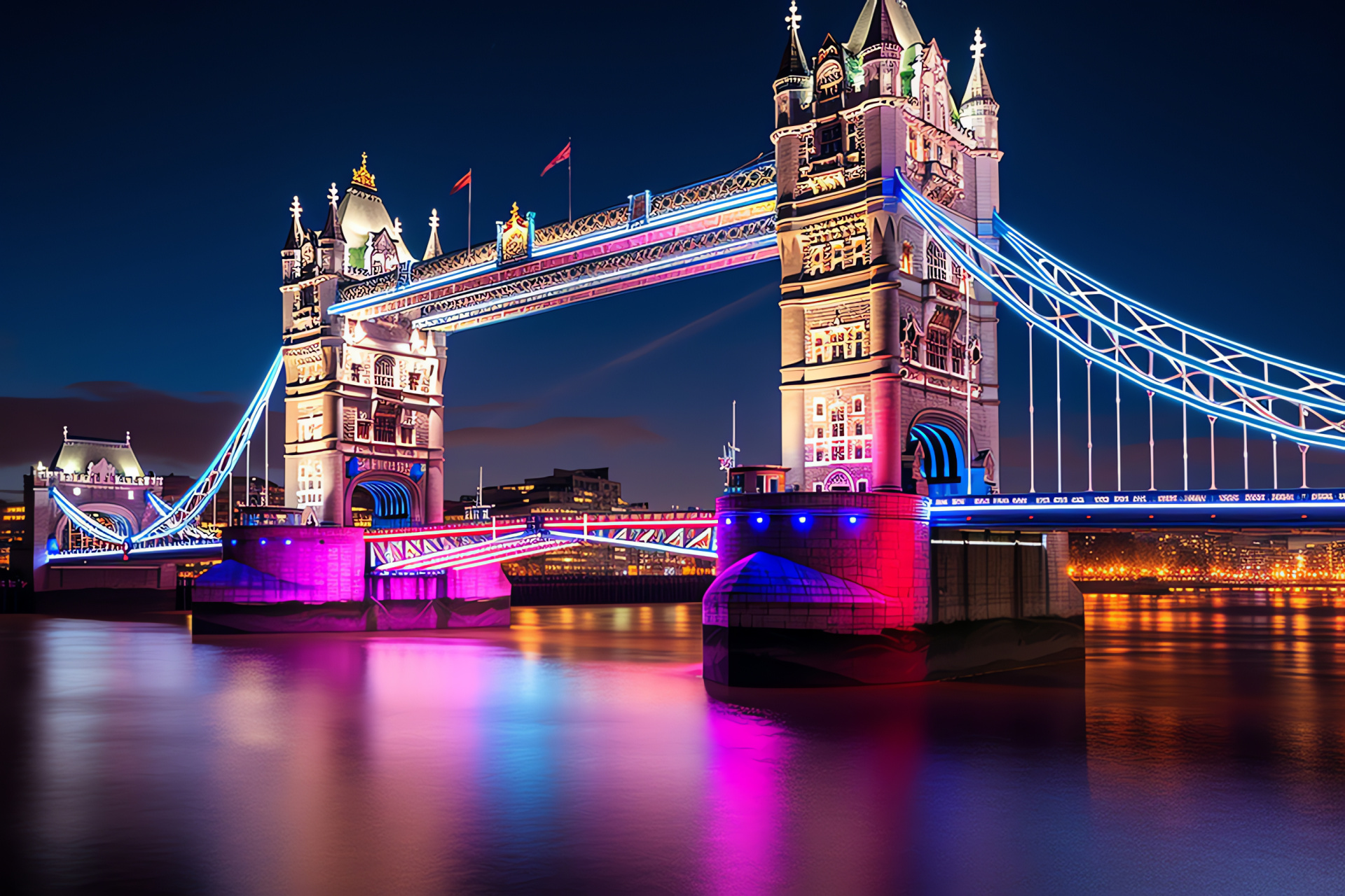 London cityscape Christmas, Tower Bridge holiday illumination, Festive London landmarks, Seasonal city lights, HD Desktop Image