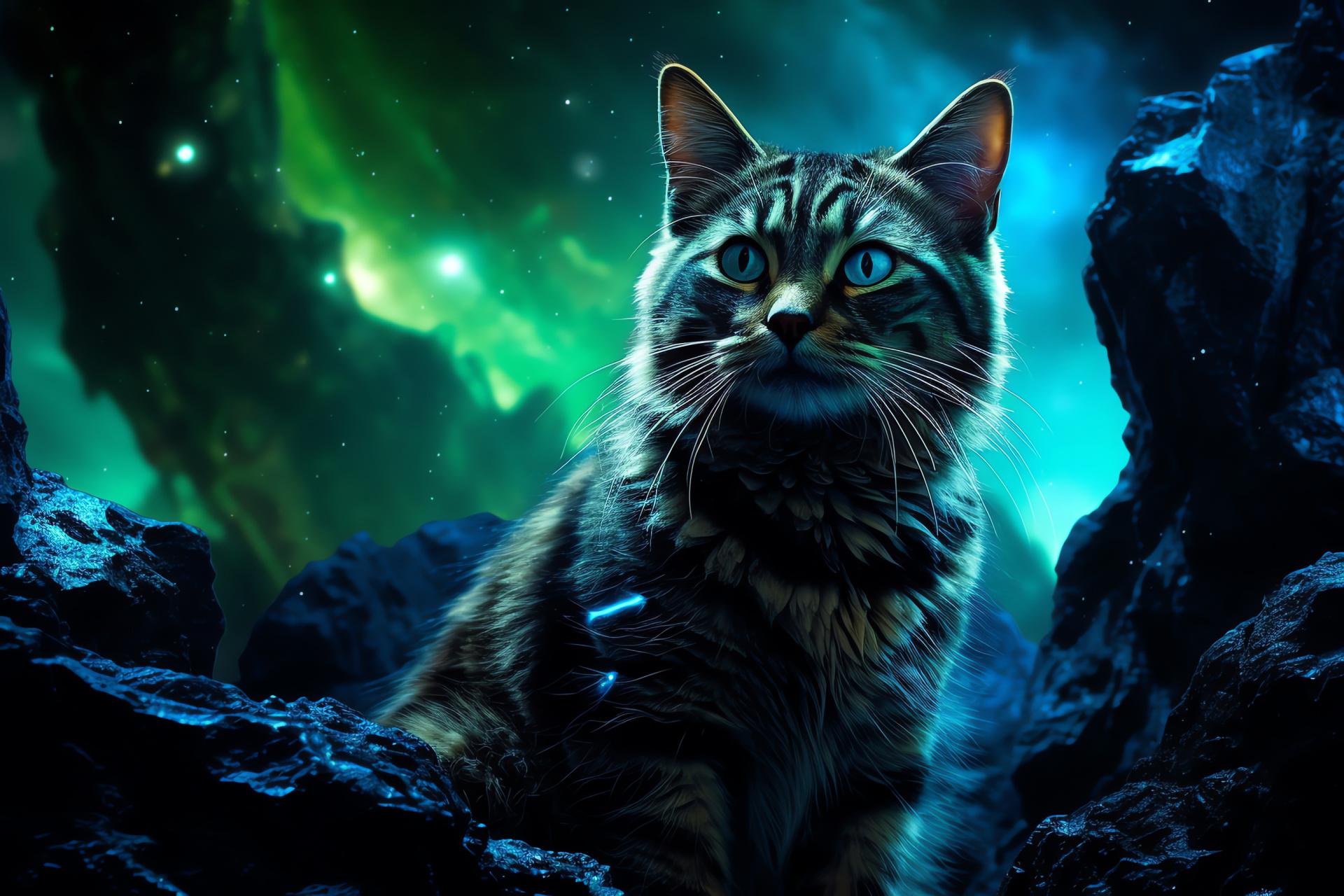 Alien feline, Starboard wanderer, Cosmic vistas, Interplanetary cat, Space thrills, HD Desktop Image