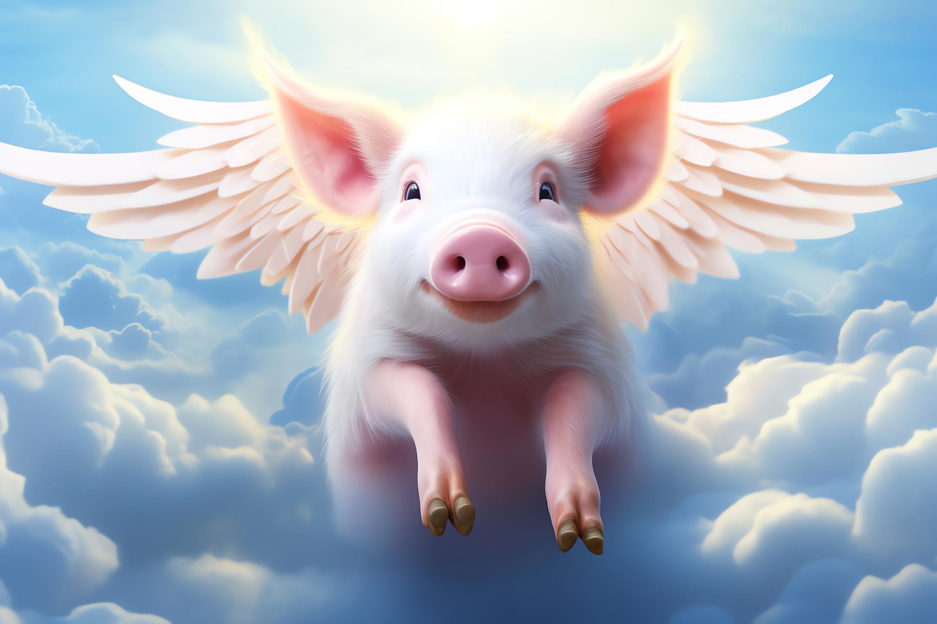 Mythical pig, Farmyard fantasy, Celestial swine, Imaginary creature, Cloudscape wonder, HD Desktop Wallpaper