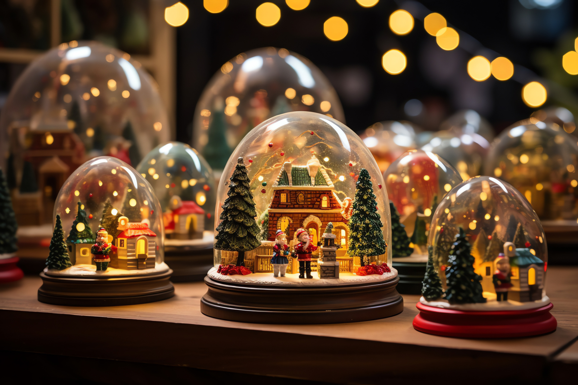 Snow Globe, Noel bazaar, vibrant streamers, radiant illumination, festive treats, HD Desktop Wallpaper