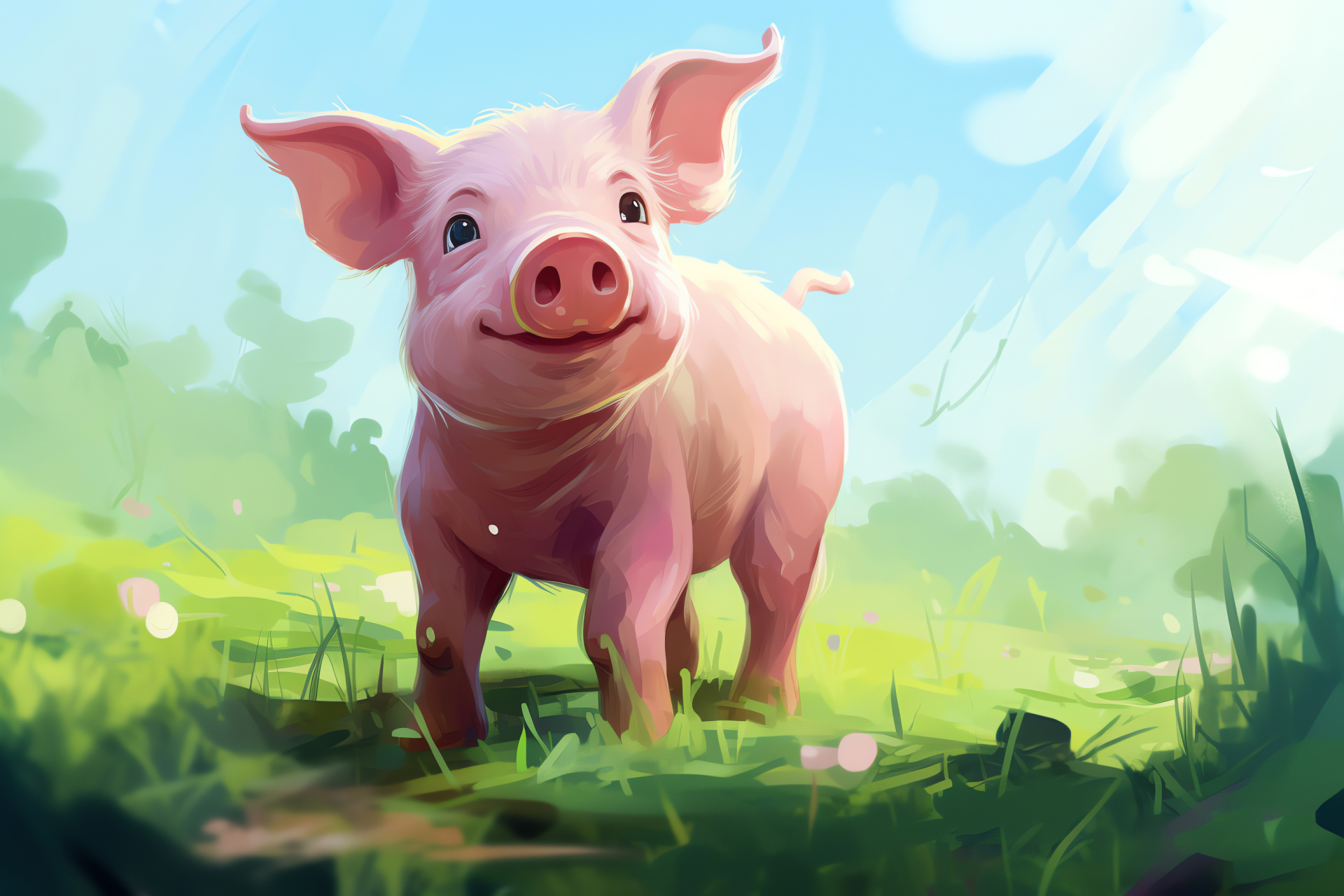 Pink pig, Farm life, Animal farming, Livestock charm, Pastoral scene, HD Desktop Image