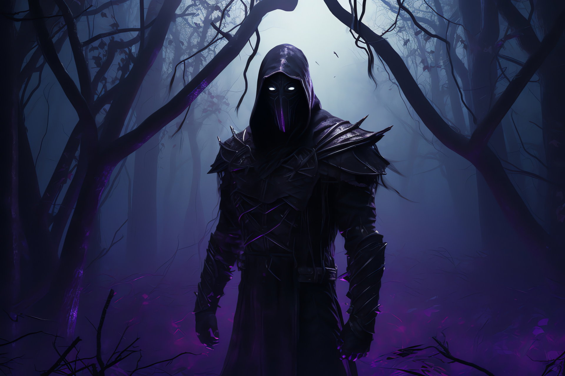 Noob Saibot fighter, Nightmarish forest domain, The Lost Woods enigma, Video game lore, Supernatural gamer favorite, HD Desktop Image