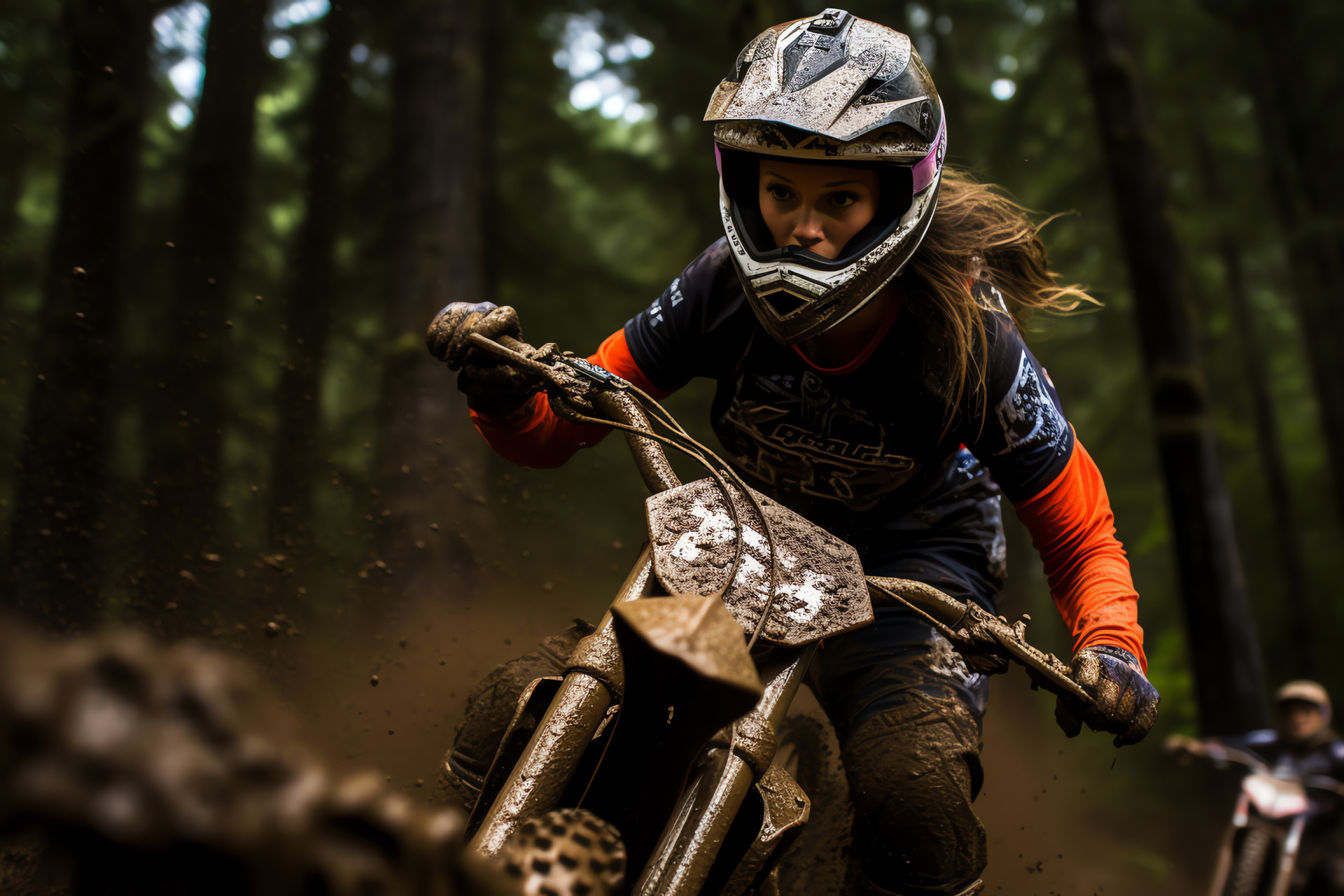 Supercross adventure, Oregon wilderness, Off-road motorbiking, Trail riding excitement, Natural woodland setting, HD Desktop Image