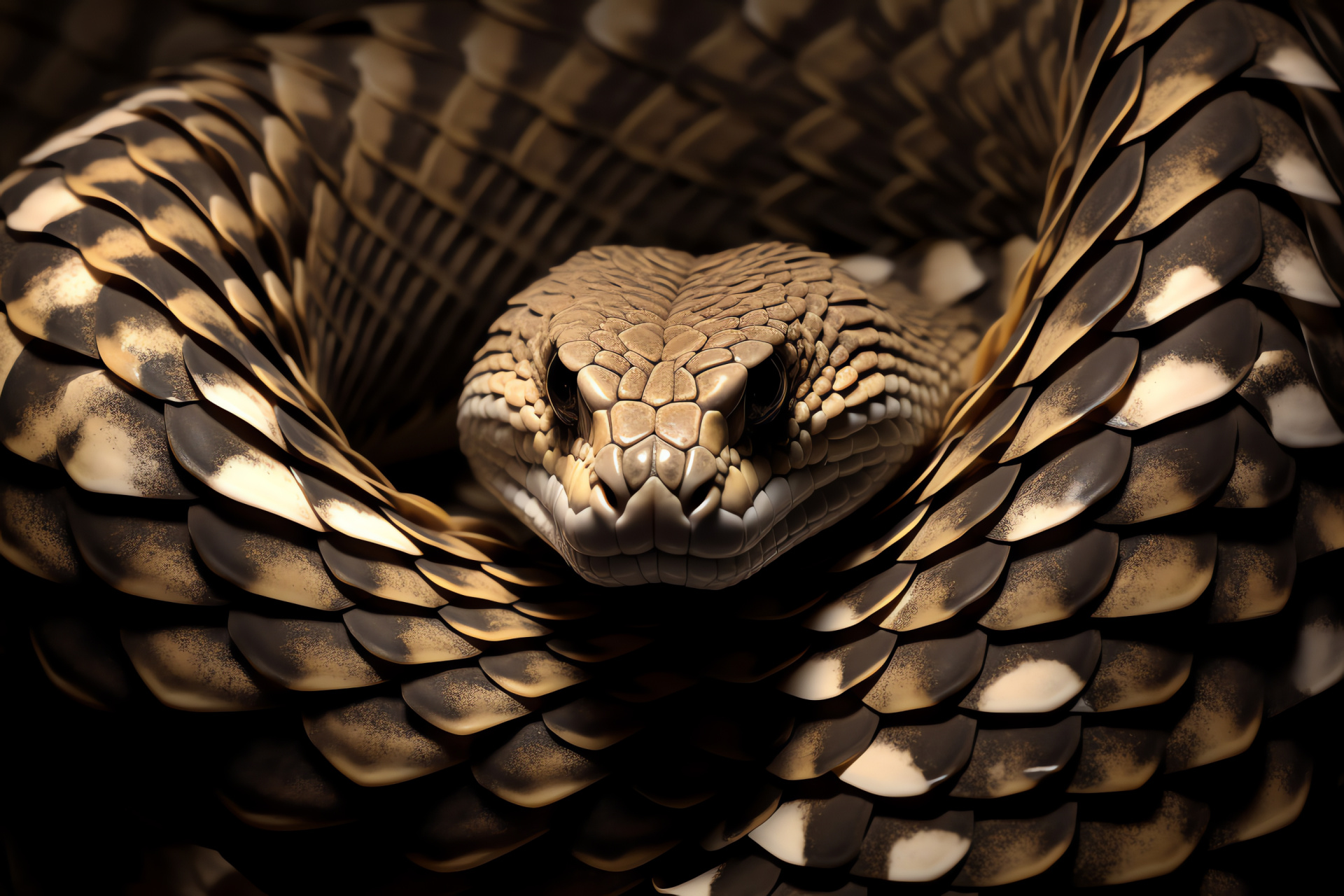 Rattlesnake, serpentine elegance, textured scales, neutral tones, abstract backdrop, HD Desktop Image