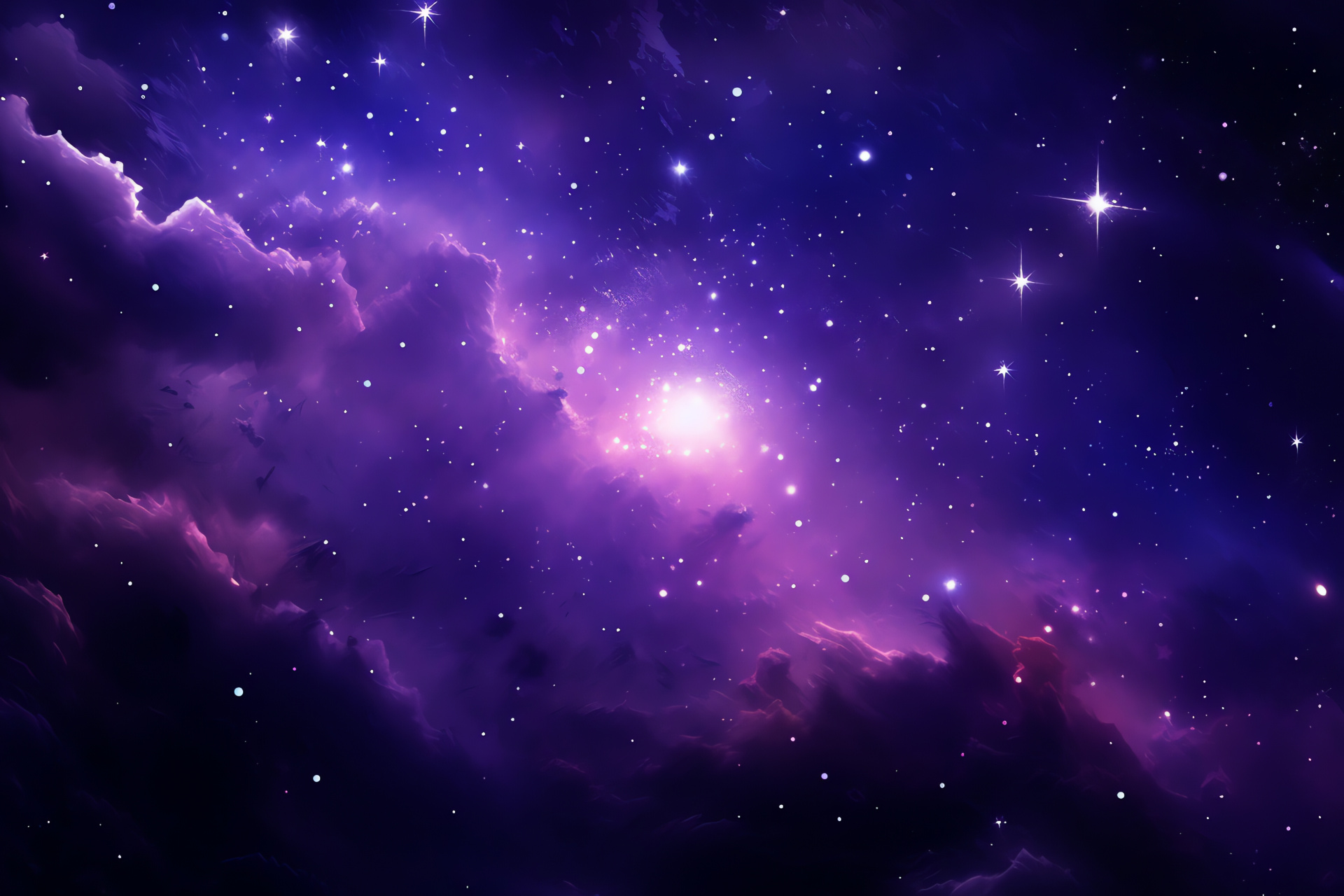 Stellar Purple Star Cluster, Cosmic conglomeration, Starry expanse, Galactic cluster, Universe backdrop, HD Desktop Wallpaper