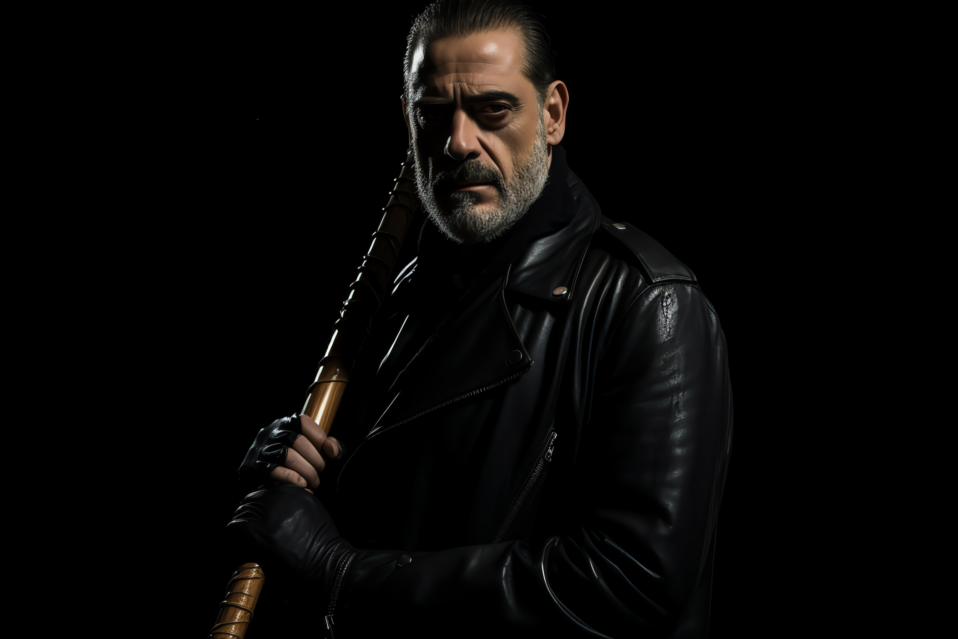 Negan's command, Sanguine survivor, TWD antagonist, Chestnut stare, Intimidating demeanor, HD Desktop Image