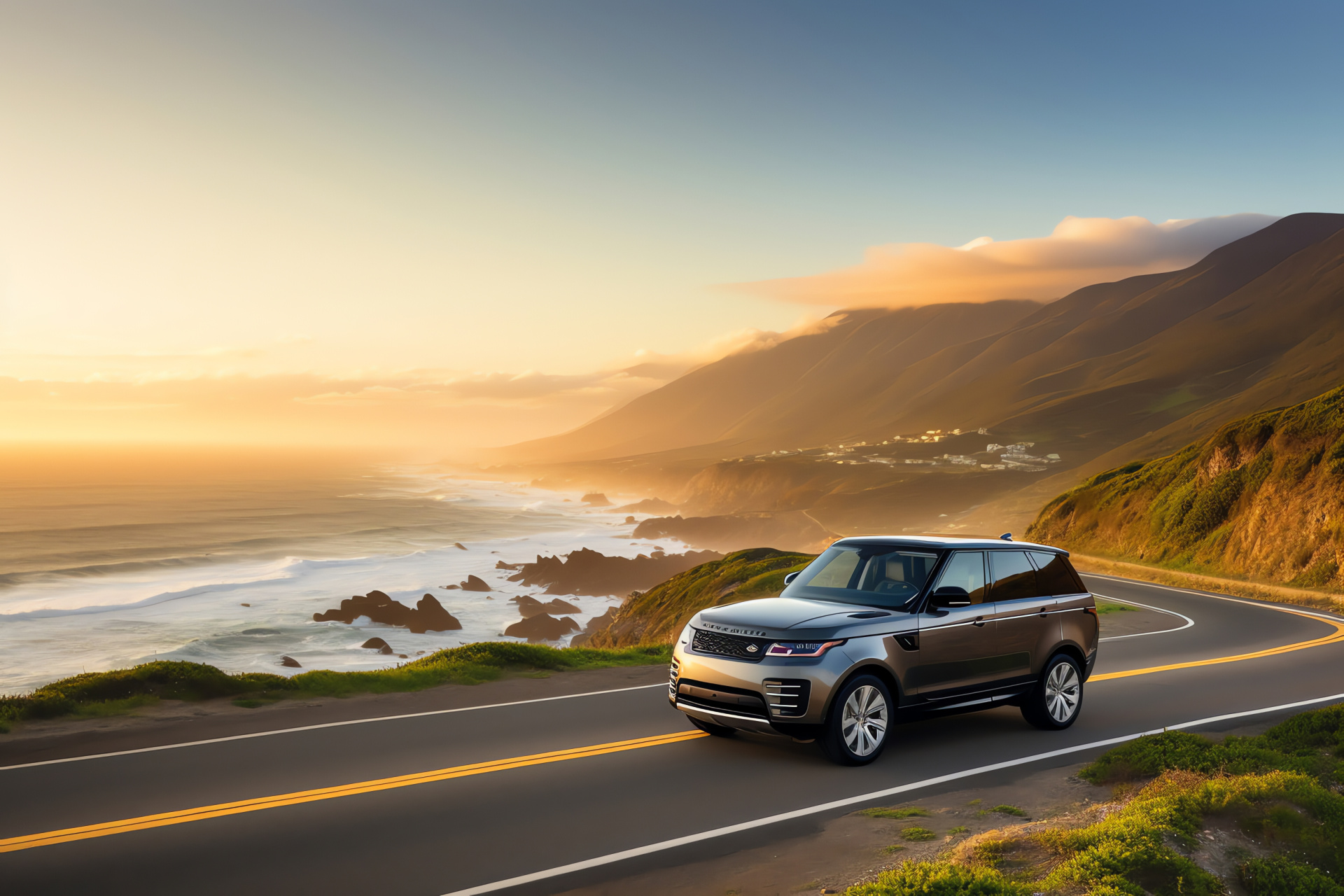 2018 Range Rover Sport luxury, California seaside route, Range Rover panoramic feature, California scenic beaches, HD Desktop Image