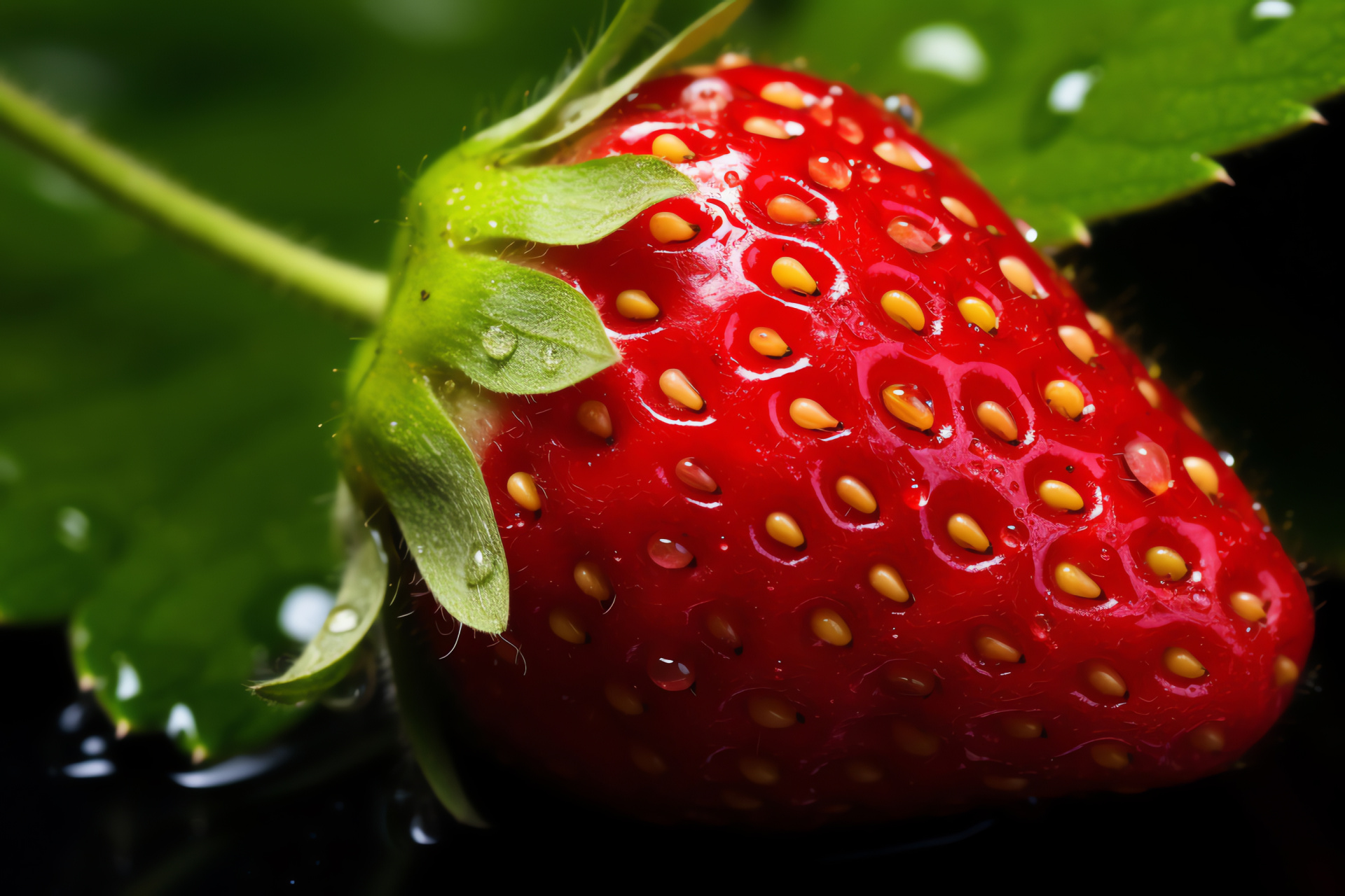 Fresh strawberries, succulent fruit, garden berries, dew-covered delicacy, red fruit, HD Desktop Image