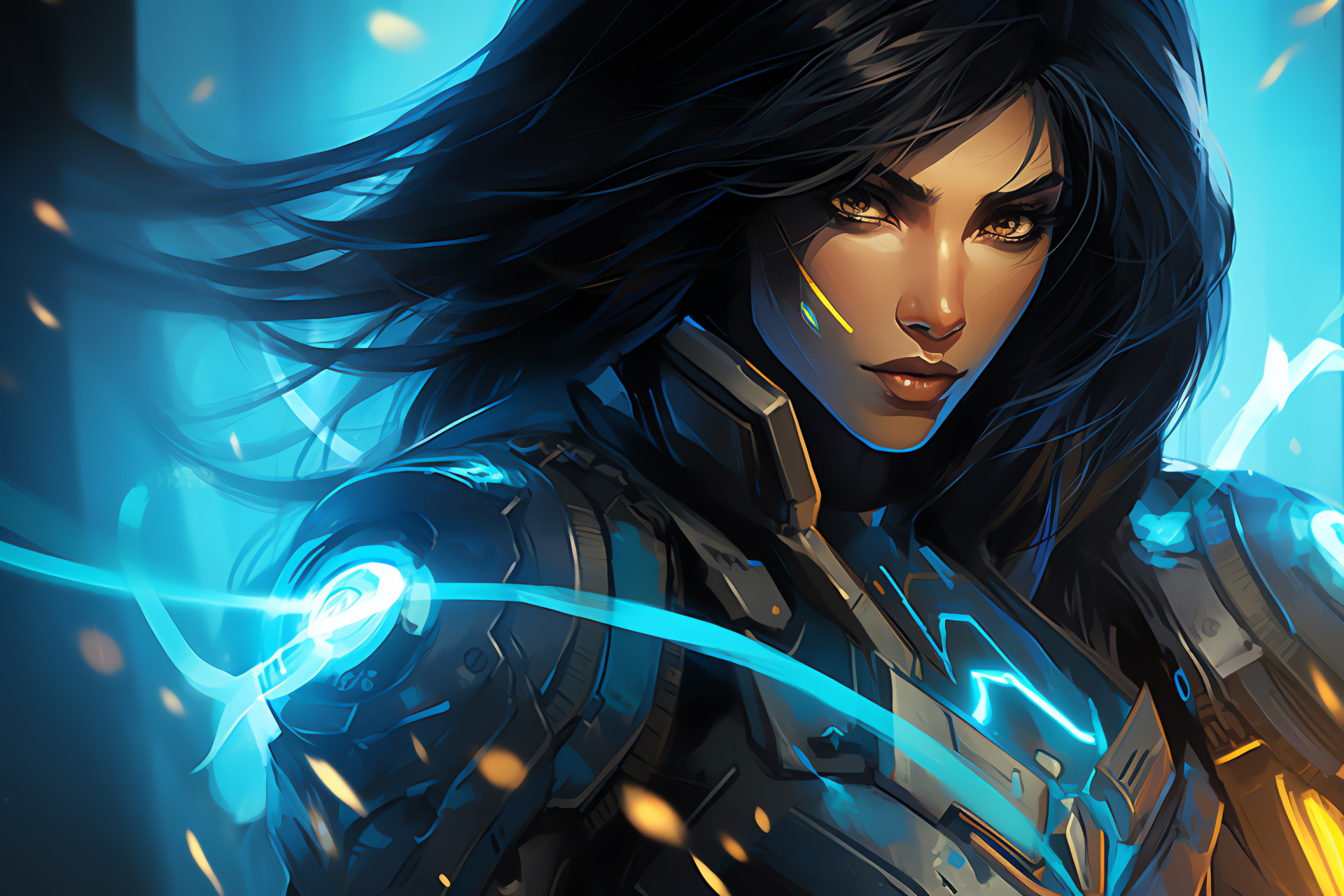 Pharah, Overwatch video game, Game scene backdrop, Hero character, Dynamic pose, HD Desktop Image