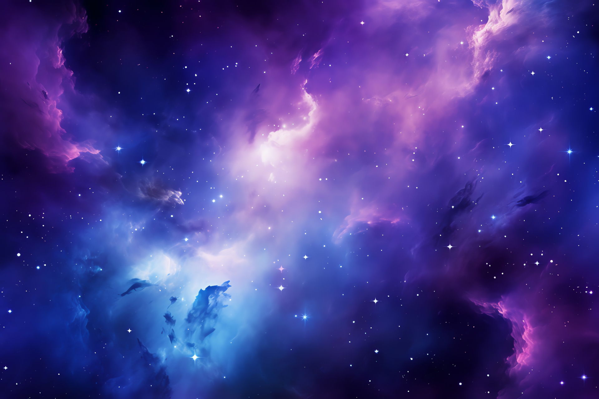 Nebula, Star Cluster, Space, Cosmic purples, Luminous spectacle, HD Desktop Wallpaper