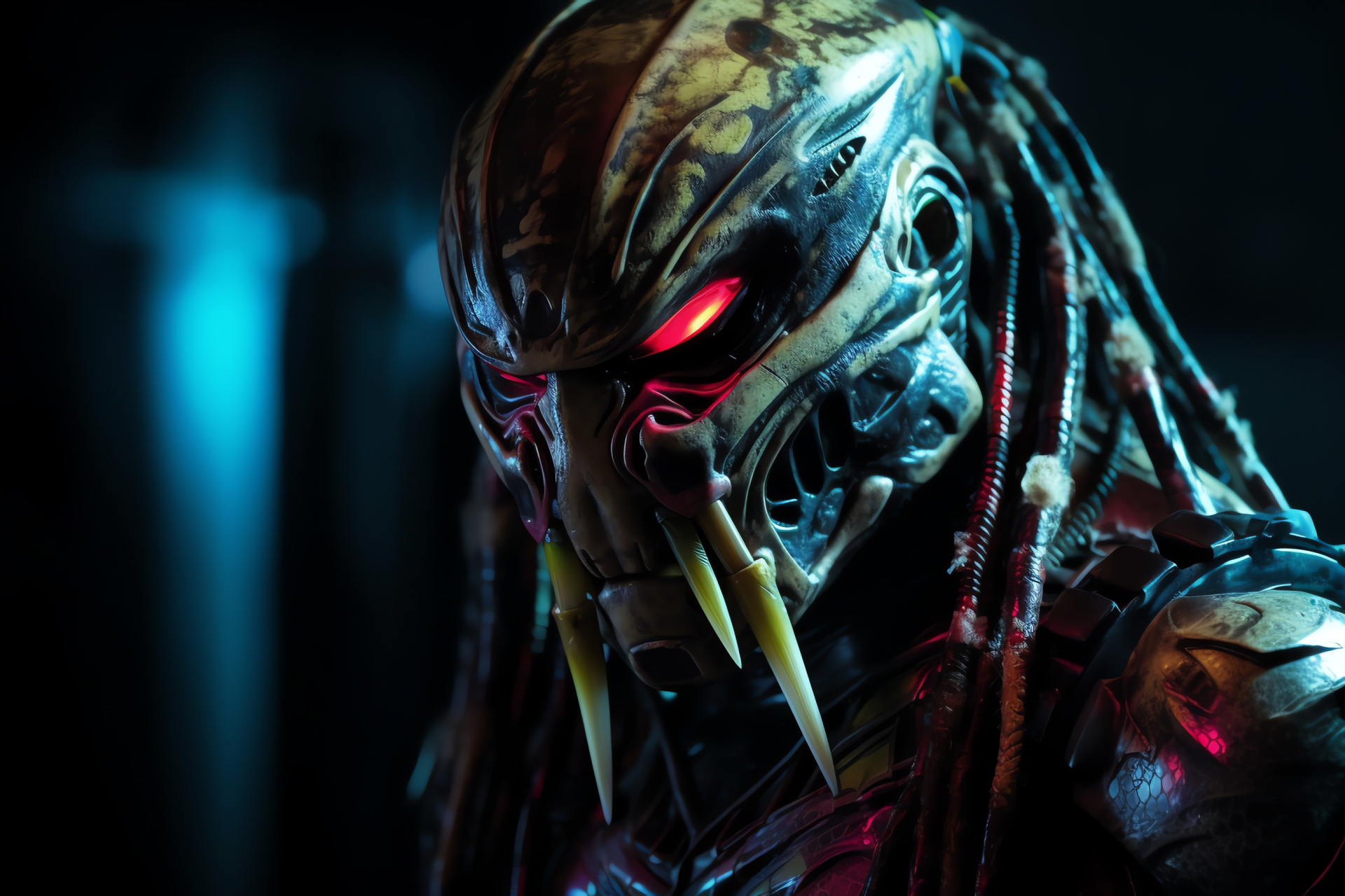 Predator, Menacing extraterrestrial, Visible mandibles, Hunter physique, Deadly creature, HD Desktop Wallpaper