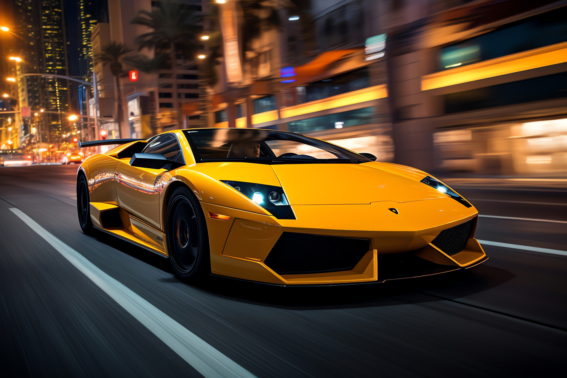 Lamborghini Murcielago LP670-4 SuperVeloce, Las Vegas Strip, Exclusive supercars, Nevada skyline, Luxury vehicle angle, HD Desktop Wallpaper