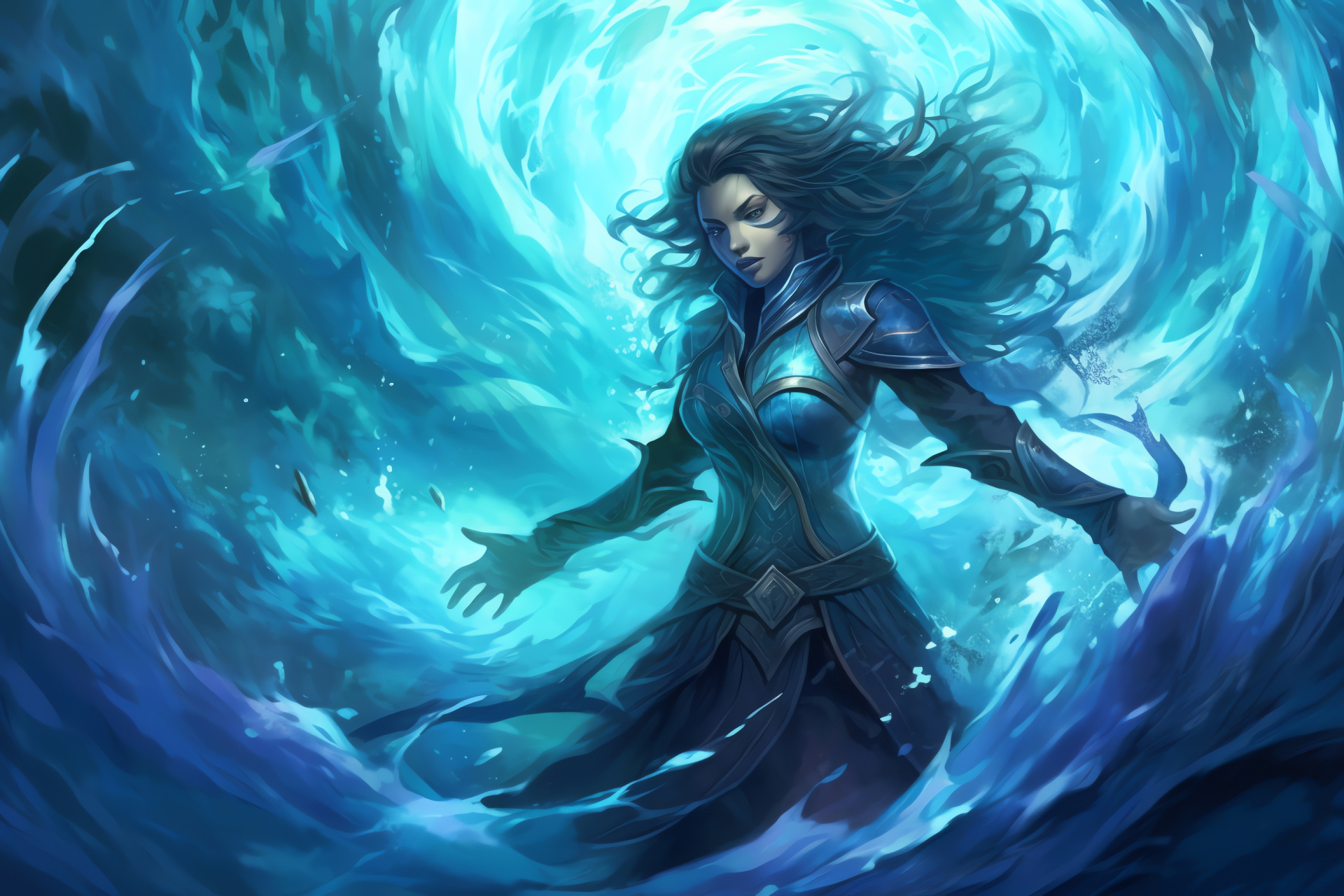 Kiora representation, MTG marine planeswalker, Oceanic realm, Sea creature summoner, Mythical depths, HD Desktop Image