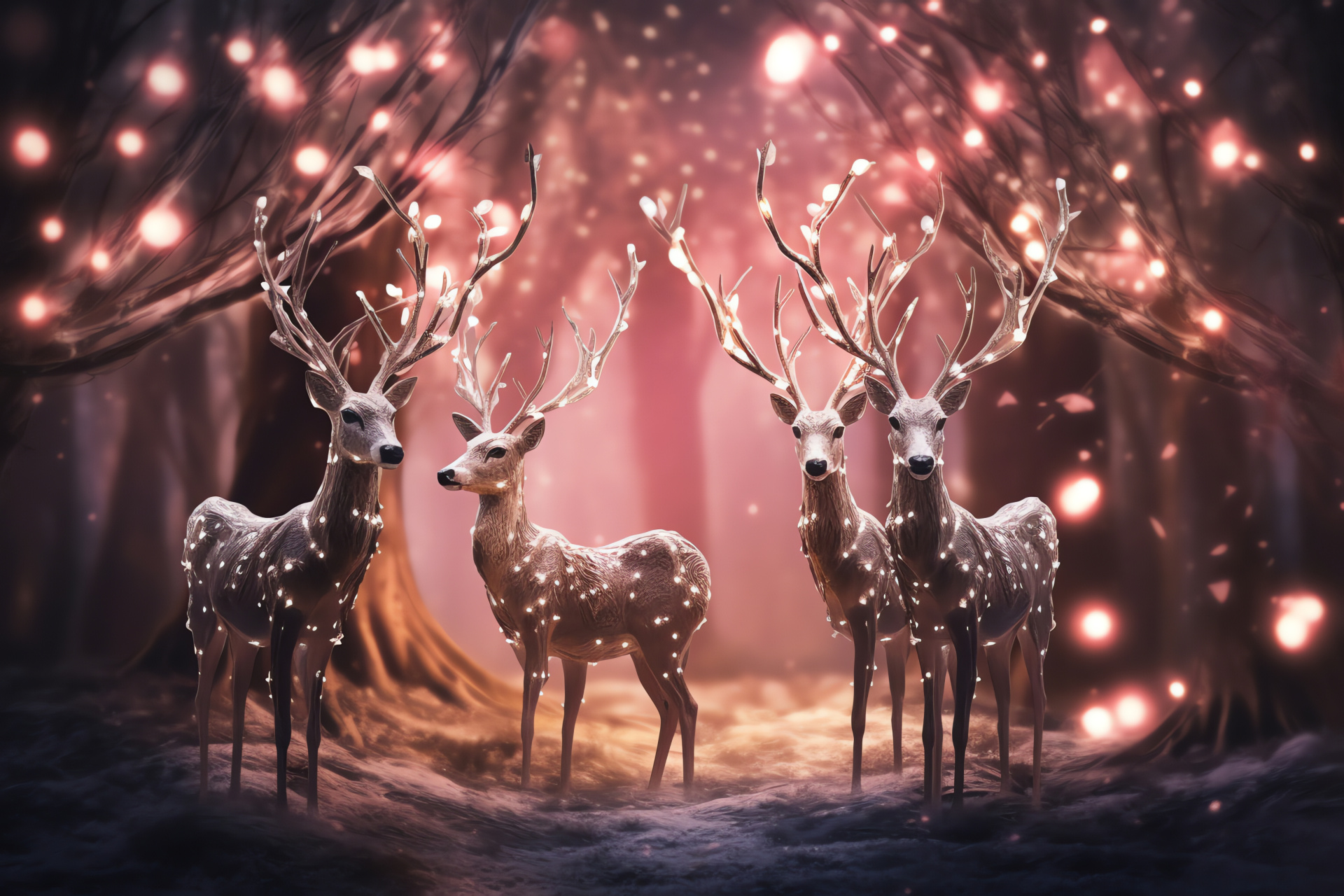 Enchanted deer, Valentine forest, Imaginative antlers, Enchanting woodland glow, Fairytale ambiance, HD Desktop Wallpaper