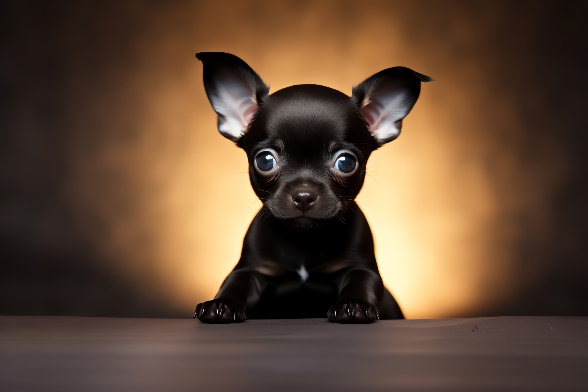 Miniature Chihuahua breed, Petite canine, Glossy black fur, Pet expression, Animal photography, HD Desktop Wallpaper