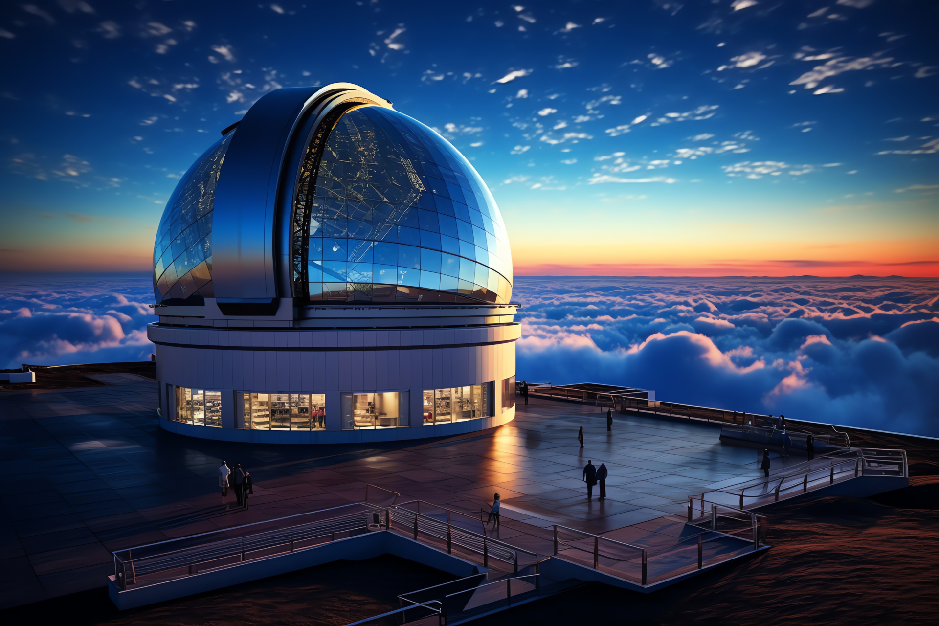 TMT silhouette, Planetary observatory, Stratospheric lookout, Atmospheric optics, Earth-bound telescope, HD Desktop Image