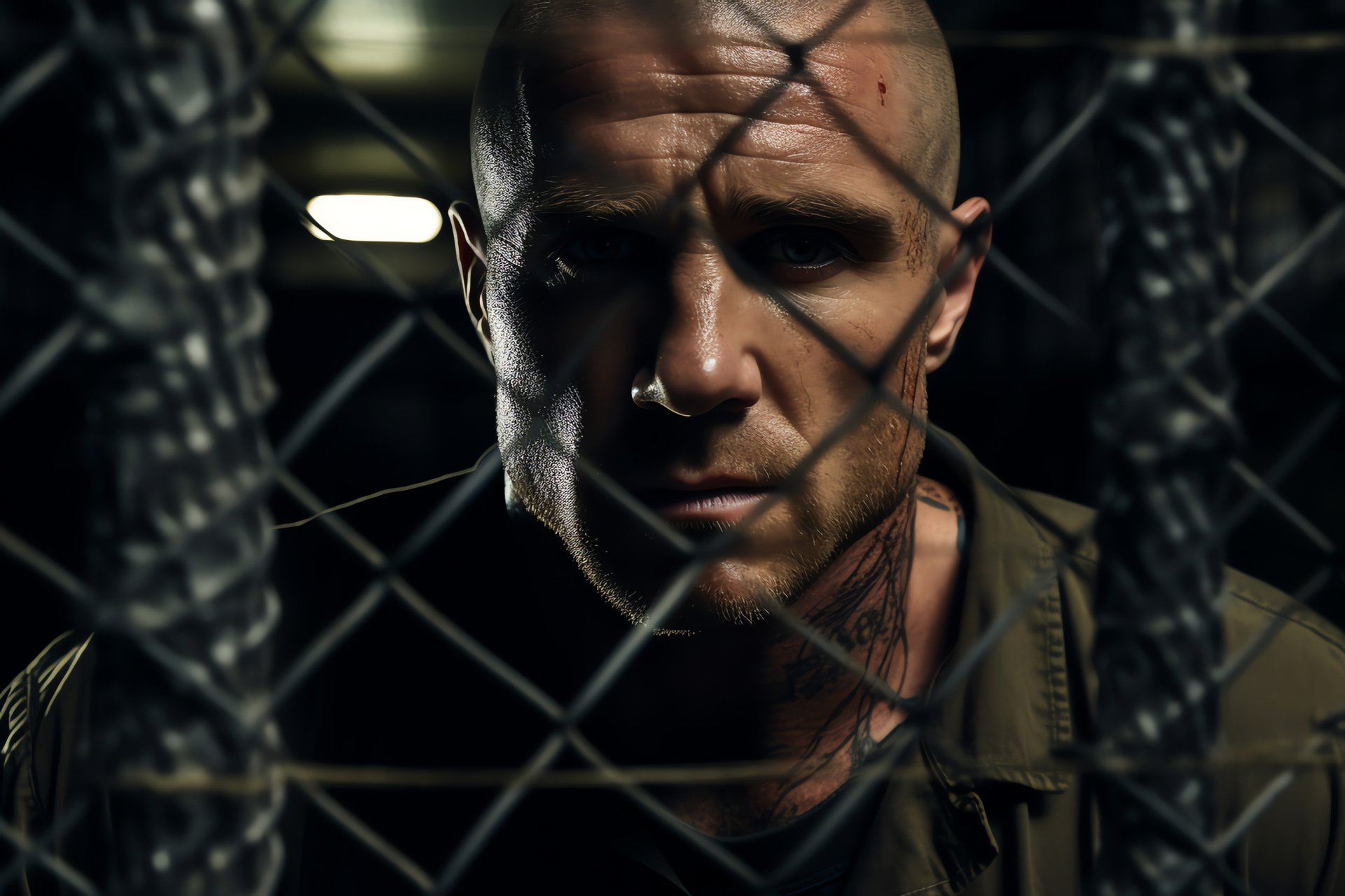 Lincoln Burrows serious look, Prison Break drama, convoluted backstory, facial close-up, contrasting dark tone, HD Desktop Wallpaper