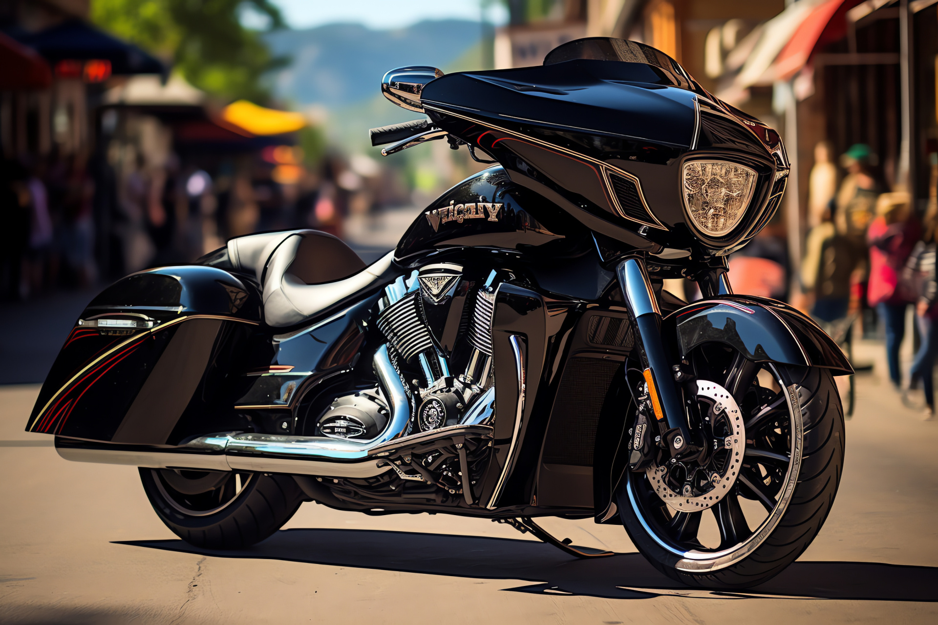 Victory Motorcycles at Sturgis, Cross Country model, Rally touring bike, High-performance engine, Motorcycle chrome details, HD Desktop Image