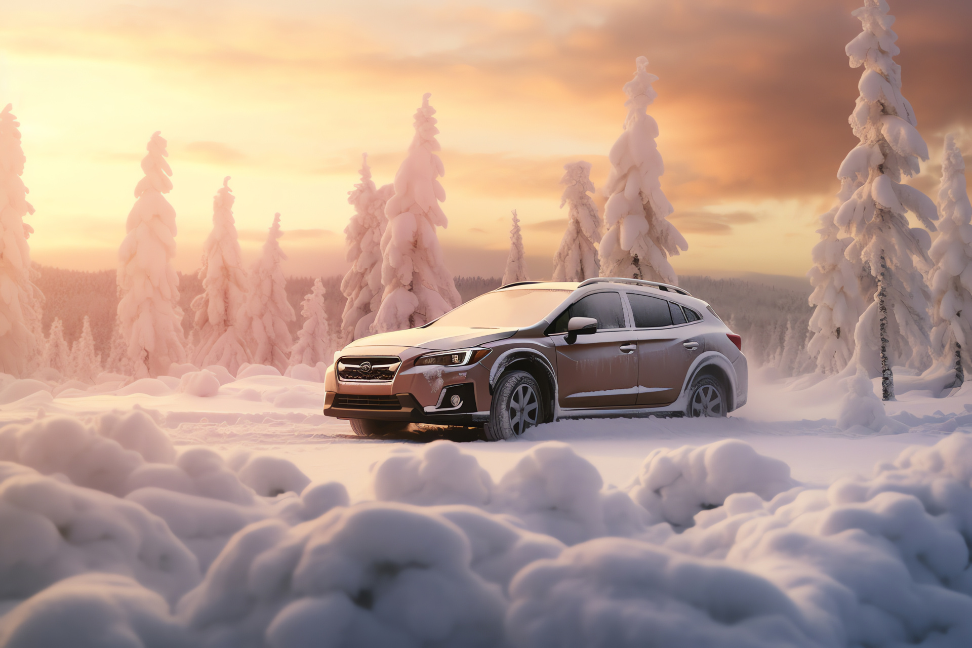 Subaru XV Crosstrek, Finland adventures, Symmetrical all-wheel drive, Off-road capability, Winter landscape, HD Desktop Wallpaper