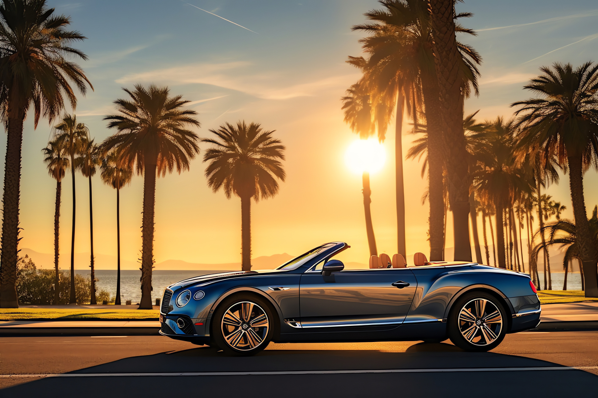 Bentley Continental GT, Convertible elegance, Ocean drive luxury, British refinement, Open-top grand tourer, HD Desktop Image