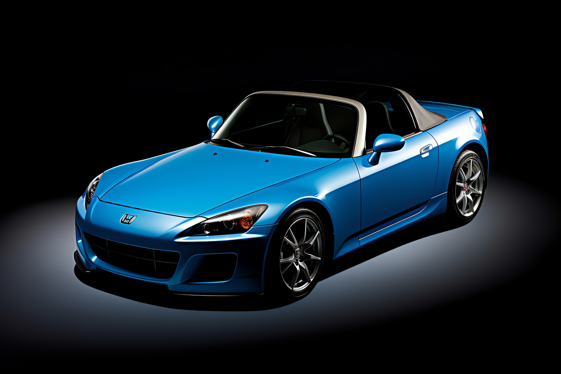 S2000 Honda AP1, high perspective, tri-color backdrop, shades of blue, silver and black, HD Desktop Image