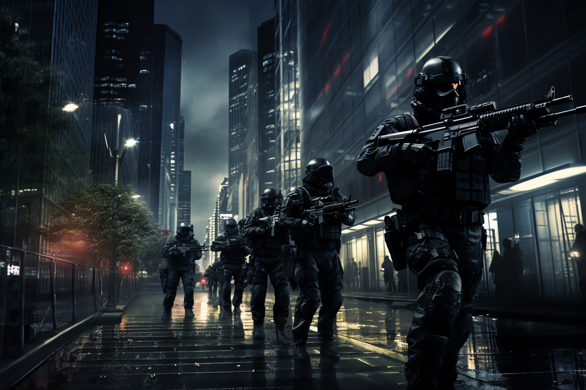 Call of Duty MW3, Video game scene, Tactical squad, Fortified structure, Urban Japan, HD Desktop Image