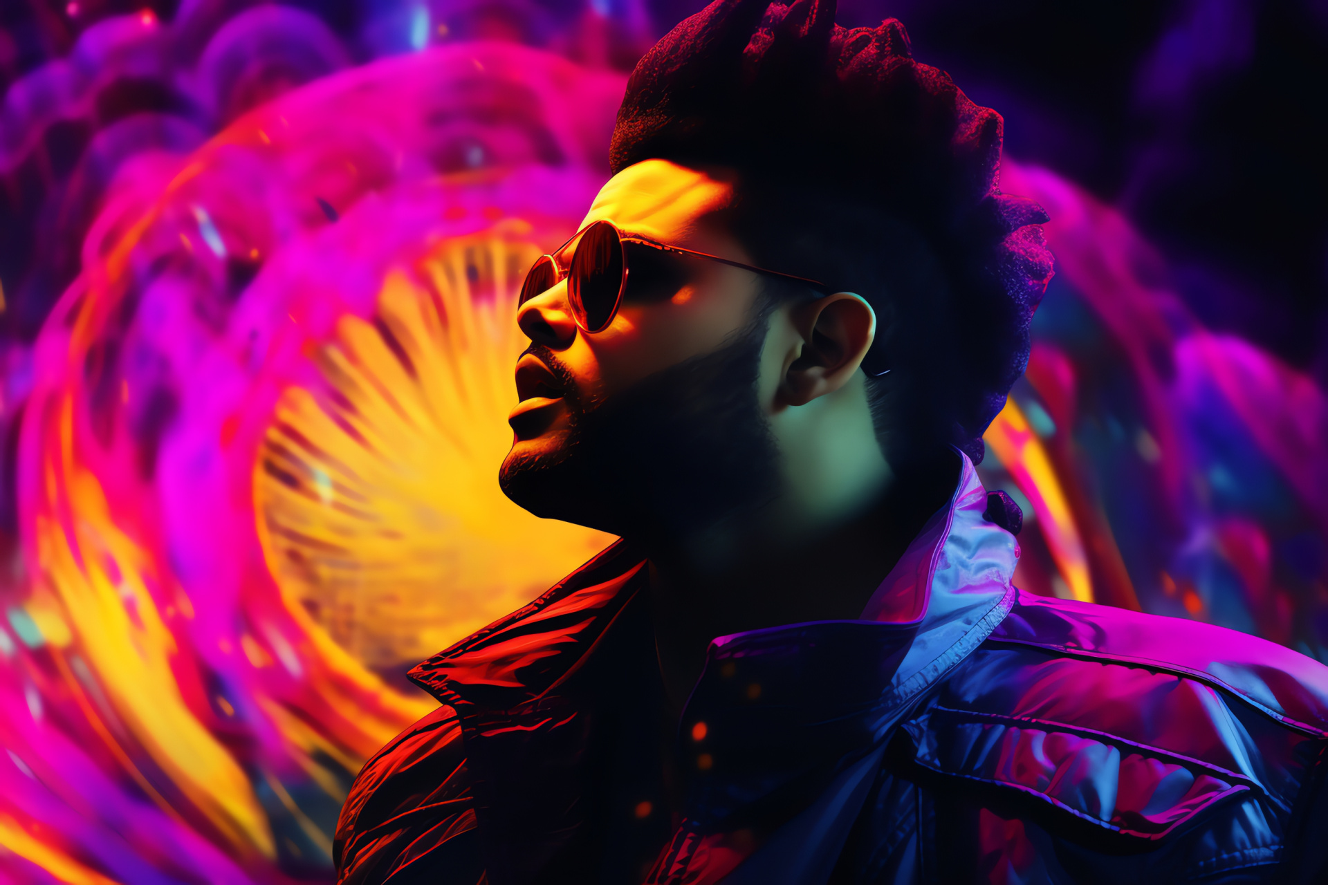 Visionary The Weeknd, Virtual fantasy, Surreal environment, Hypnotic whirlpool, Spectrum showcase, HD Desktop Image