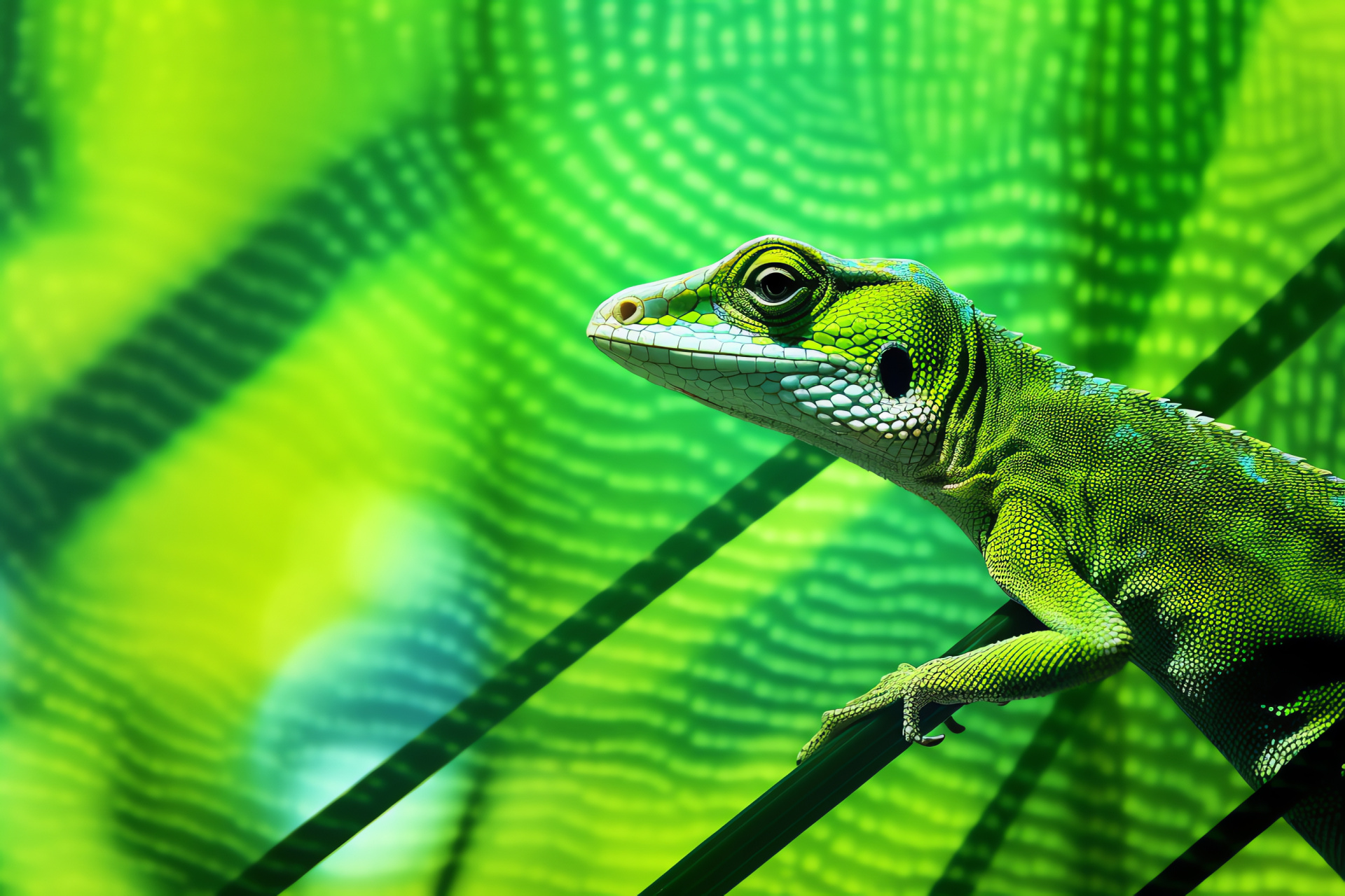 Anole lizard, organic patterns, reptile agility, green vibrance, natural aesthetic, HD Desktop Image