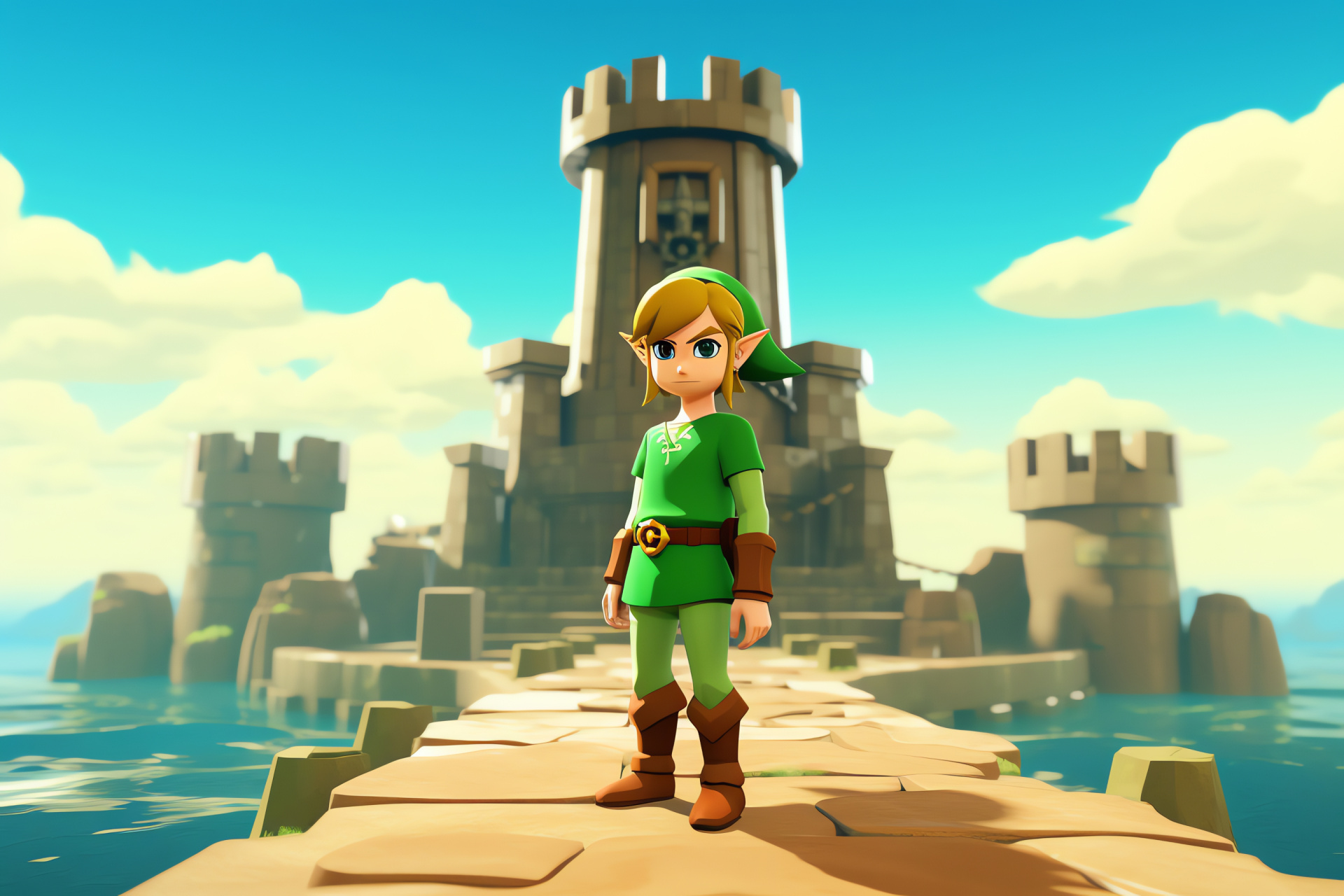 Toon Link, Tower of the Gods, Zelda series entry, Architectural wonder, Gaming mythos, HD Desktop Wallpaper