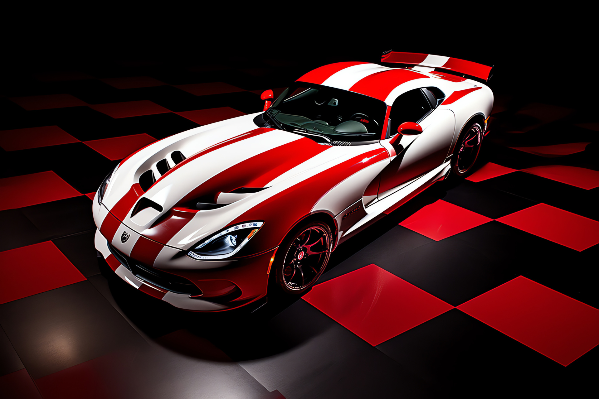 Viper Car edition, GTS-R Commemorative Series, overhead capture, alabaster chassis, crimson base contrast, HD Desktop Wallpaper