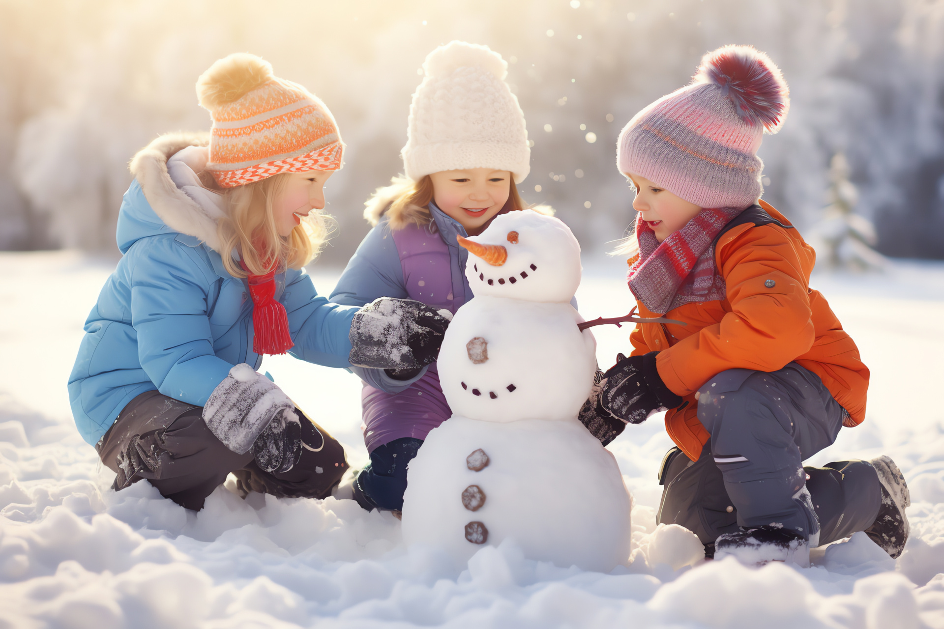 Happy New Year 2018, Winter fun, Holiday season, Celebration with kids, Joyful playground, HD Desktop Wallpaper