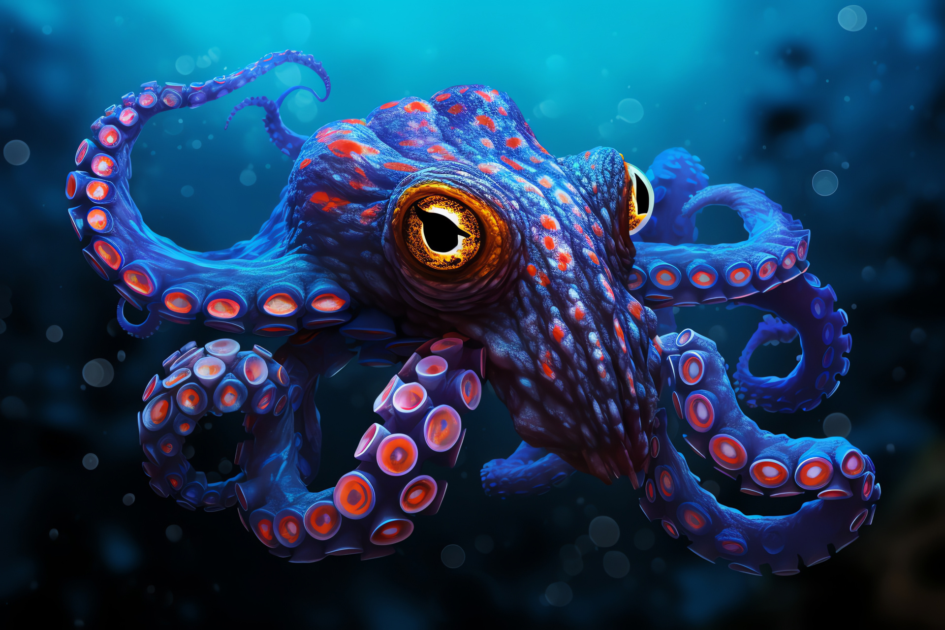 Giant Pacific octopus, Intelligent cephalopod, Ocean floor dweller, Tentacle motion, Saltwater adaptability, HD Desktop Image