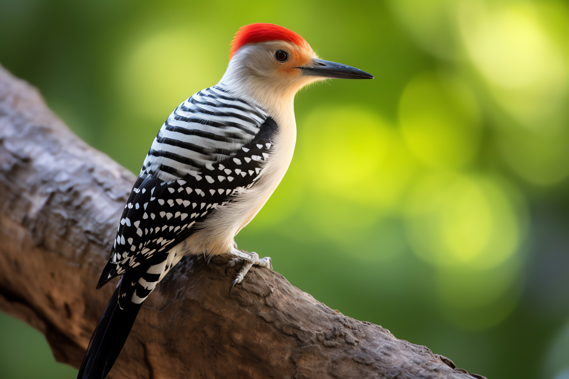 Red-bellied woodpecker, Melanerpes carolinus, Arboreal bird species, Feeder visitor, Park wildlife, HD Desktop Wallpaper