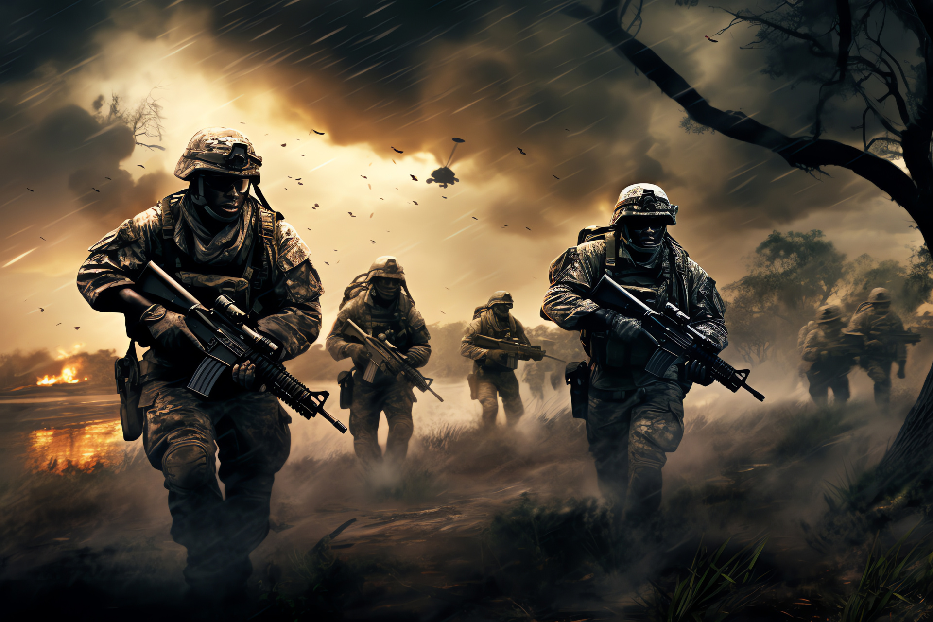 MW3 African campaign, Desert warfare, Squad movement, Tactical shooter, Open landscape, HD Desktop Image