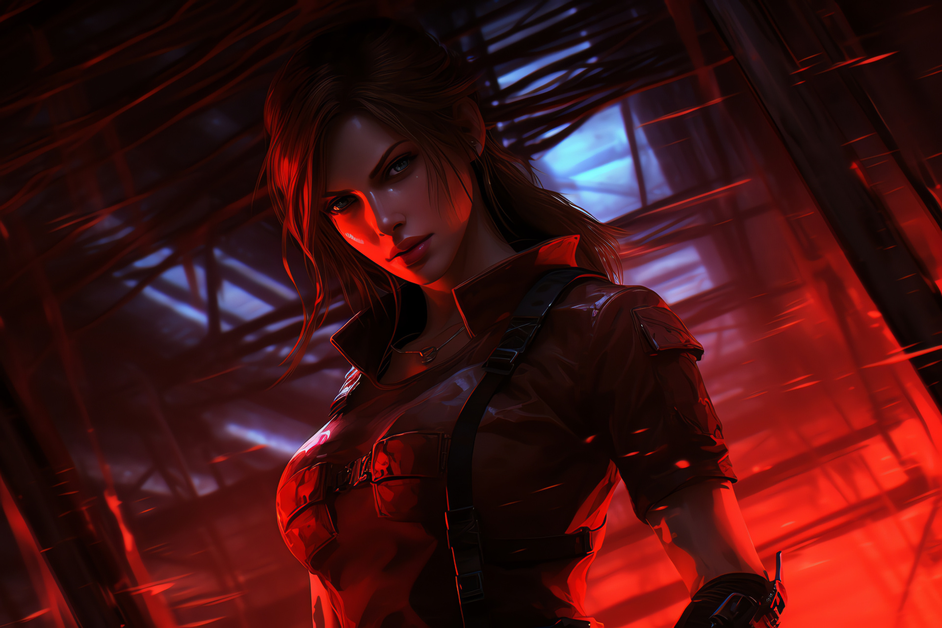 Claire Redfield mission, Hazardous facility, Gaming intrigue, Corporate enigma, Simulation graphics, HD Desktop Image