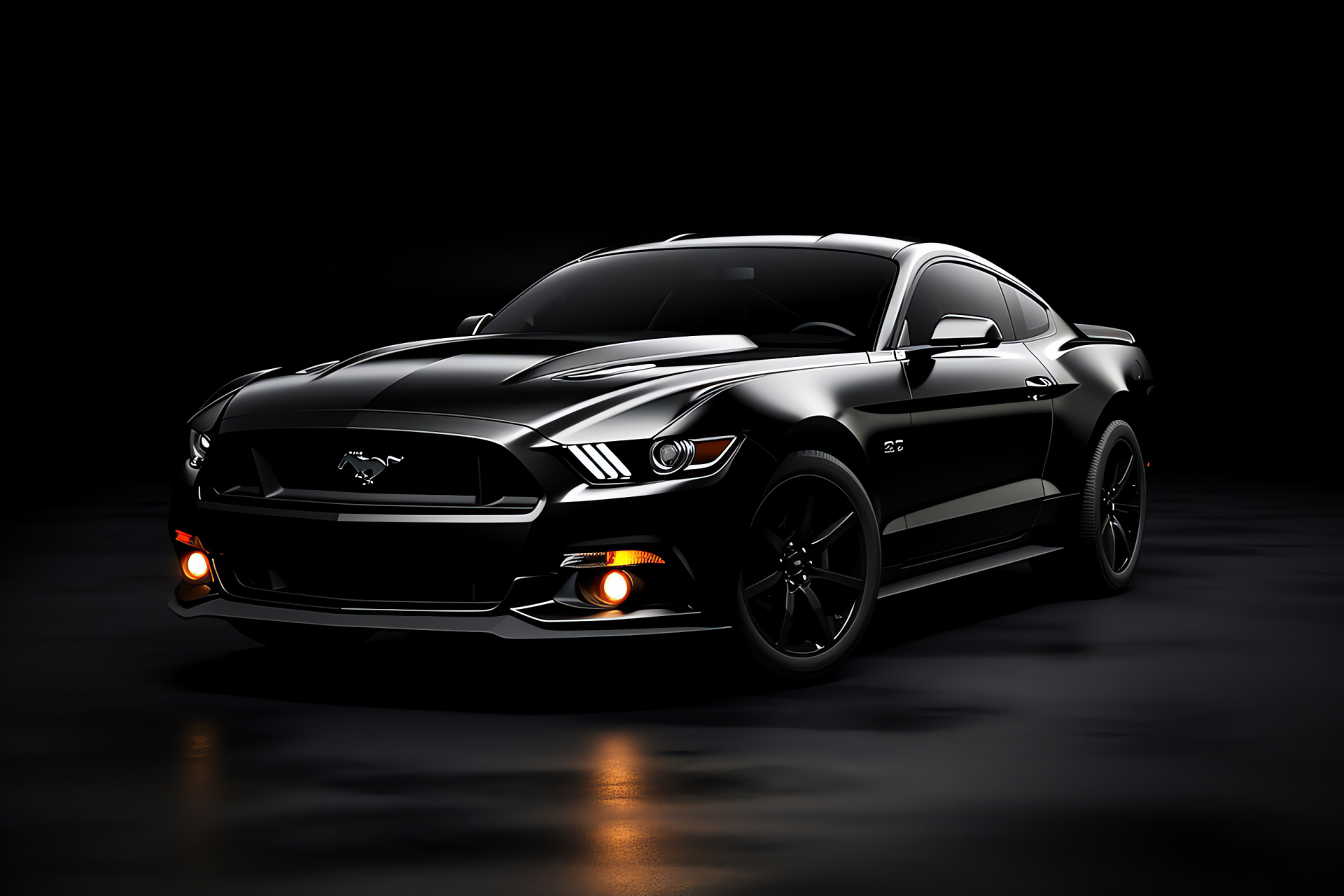 HD Mustang, Enigmatic styling, Black backdrop, Luxury car essence, Elegance automotive, HD Desktop Wallpaper