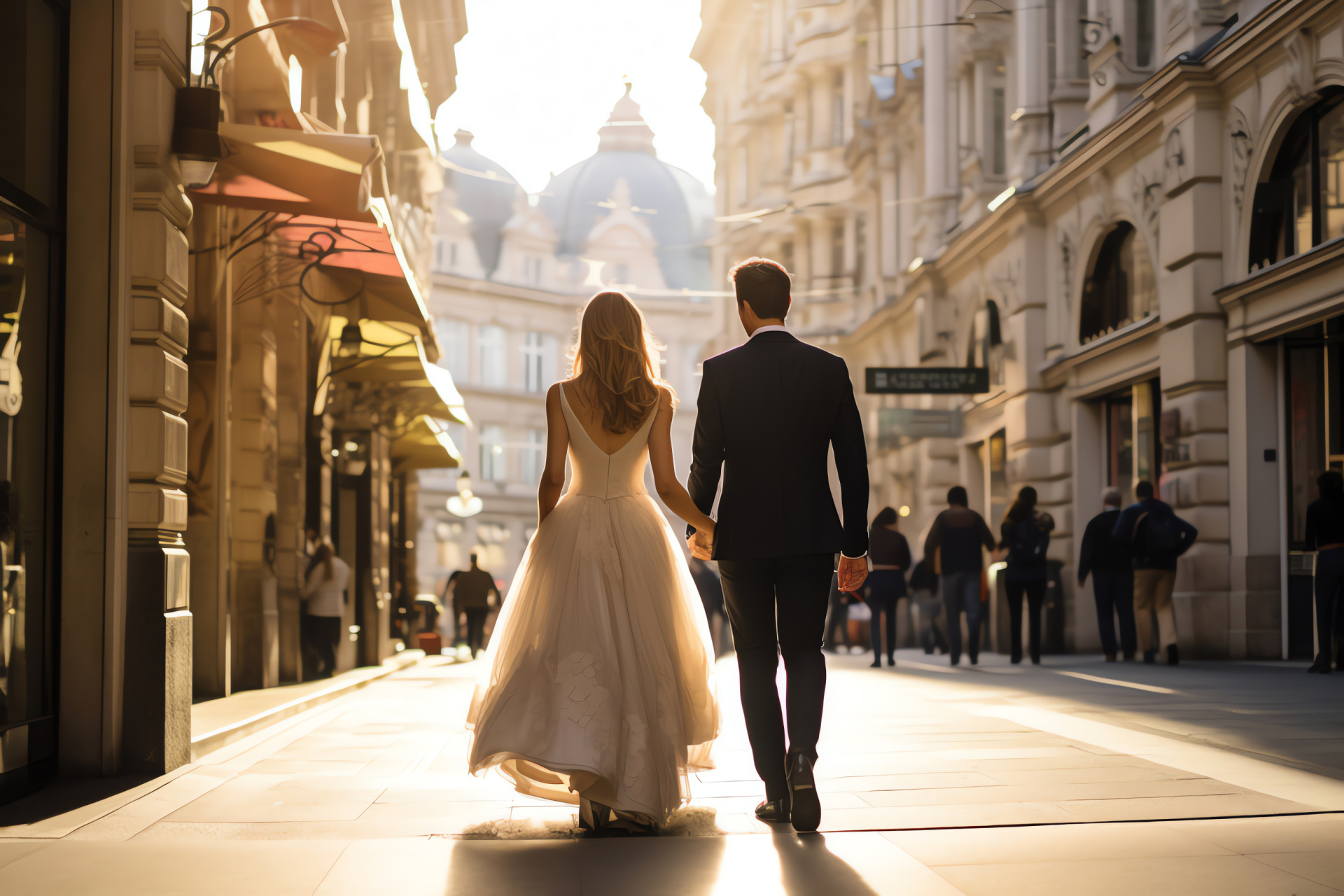 Wedding celebration, romantic event, Austrian capital landmarks, bridal love, architecture glamour, HD Desktop Image