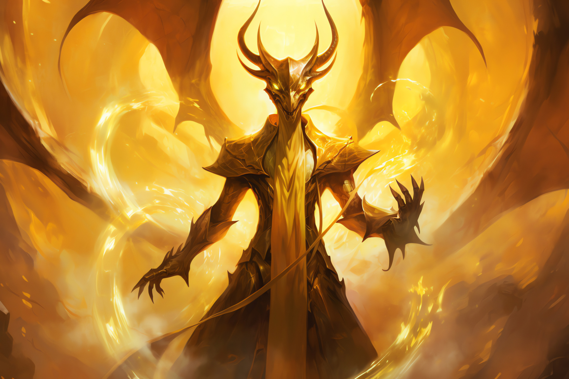 Nicol Bolas artwork, Nahiri the Lithomancer, Eldritch hammer, Mythic character, Planeswalker magic, HD Desktop Wallpaper