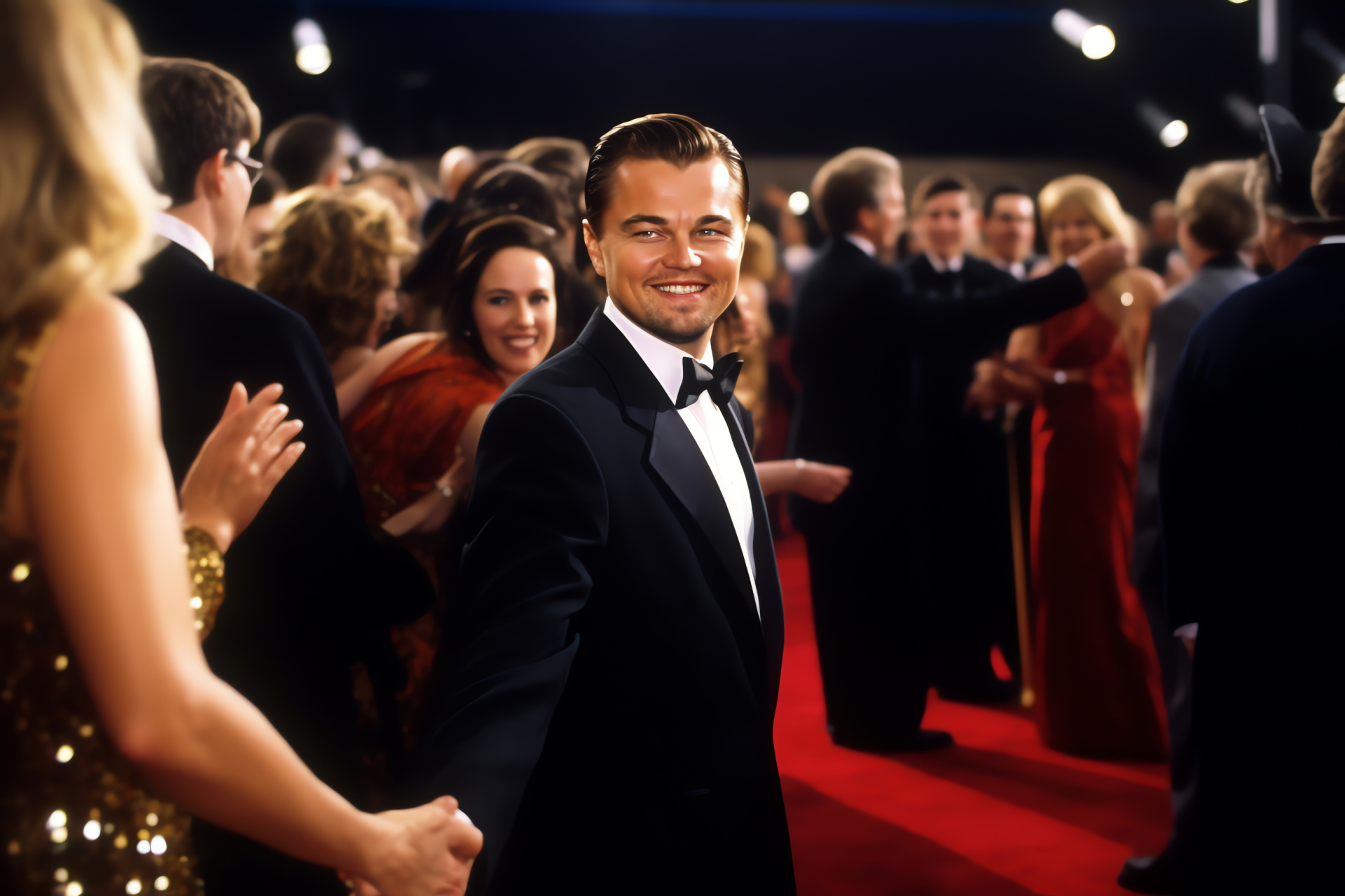 Leonardo DiCaprio accolade, Iconic role depiction, Notable film, Prominent award, Hollywood star, HD Desktop Image