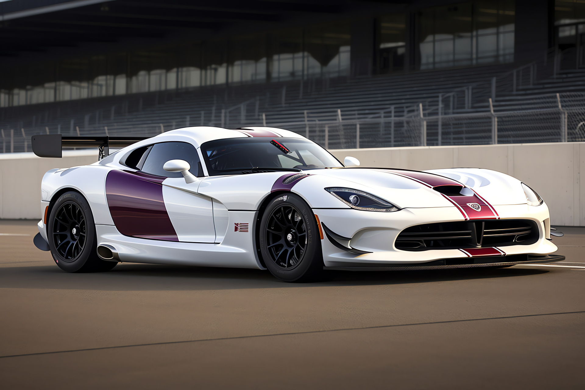 Viper GTS-R motorsport, Indianapolis track, endurance race, aerodynamic contours, team hues, HD Desktop Wallpaper