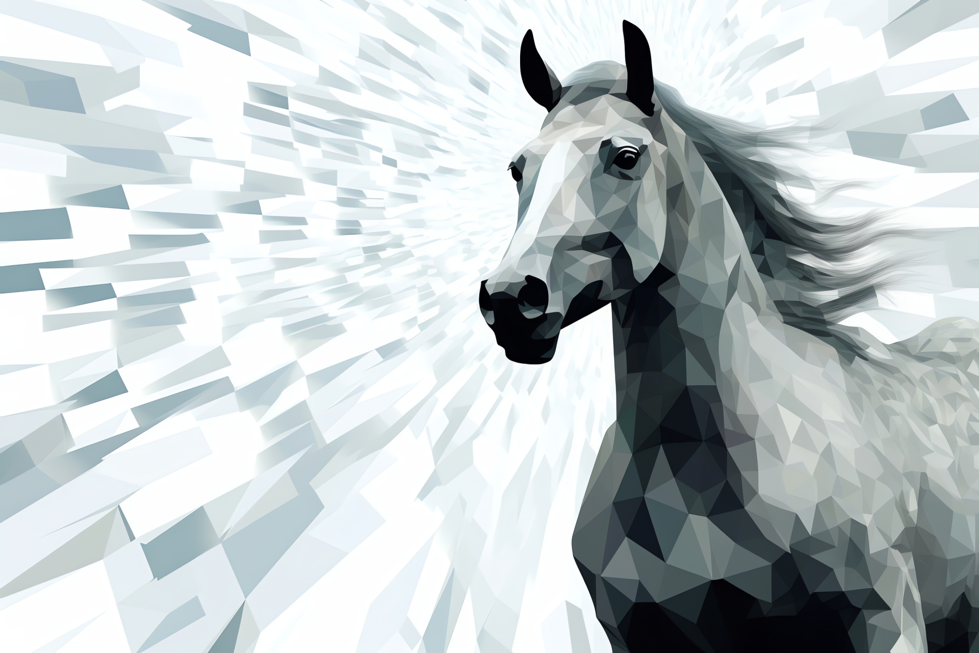 Horse photo angle, white horse beauty, horse mane art, non-figurative backdrop, equine poise, HD Desktop Wallpaper