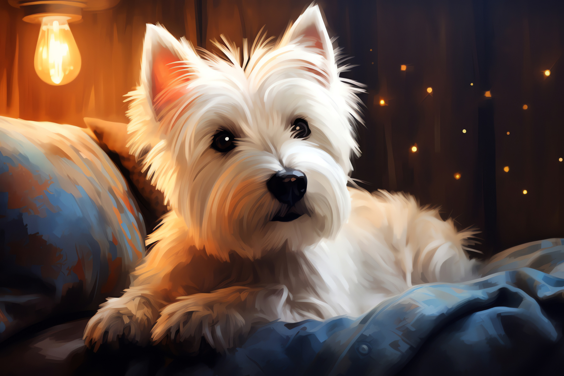 West Highland White Terrier, Senior dog characteristic, Canine portrait, Pet personality, Home atmosphere, HD Desktop Image