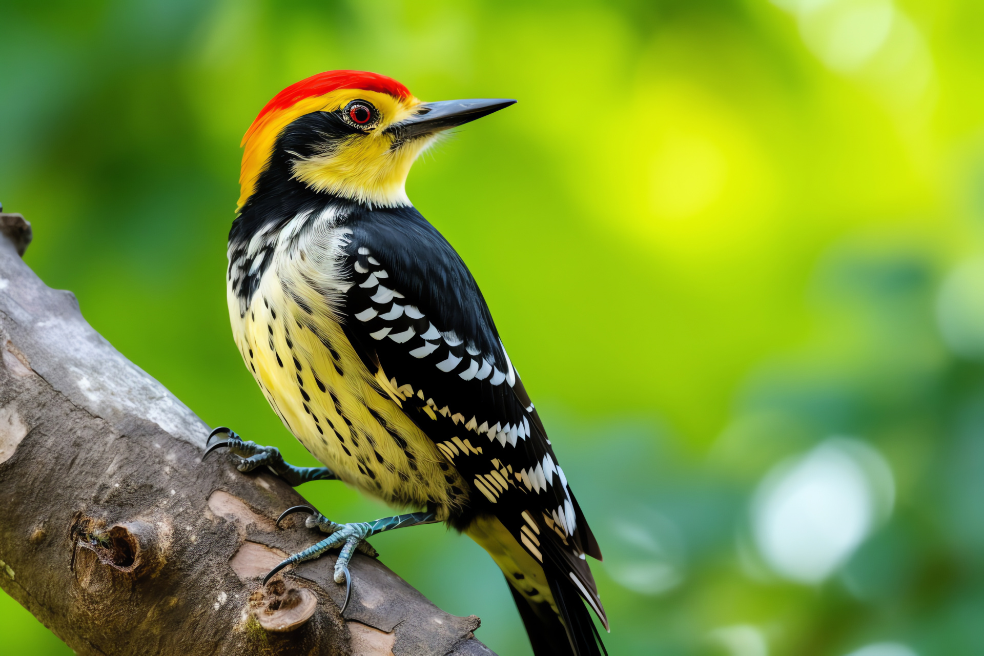 Yellow-bellied Woodpecker, bird-watching highlight, arboreal clinger, contrasting abdomen, detailed inspection, HD Desktop Wallpaper