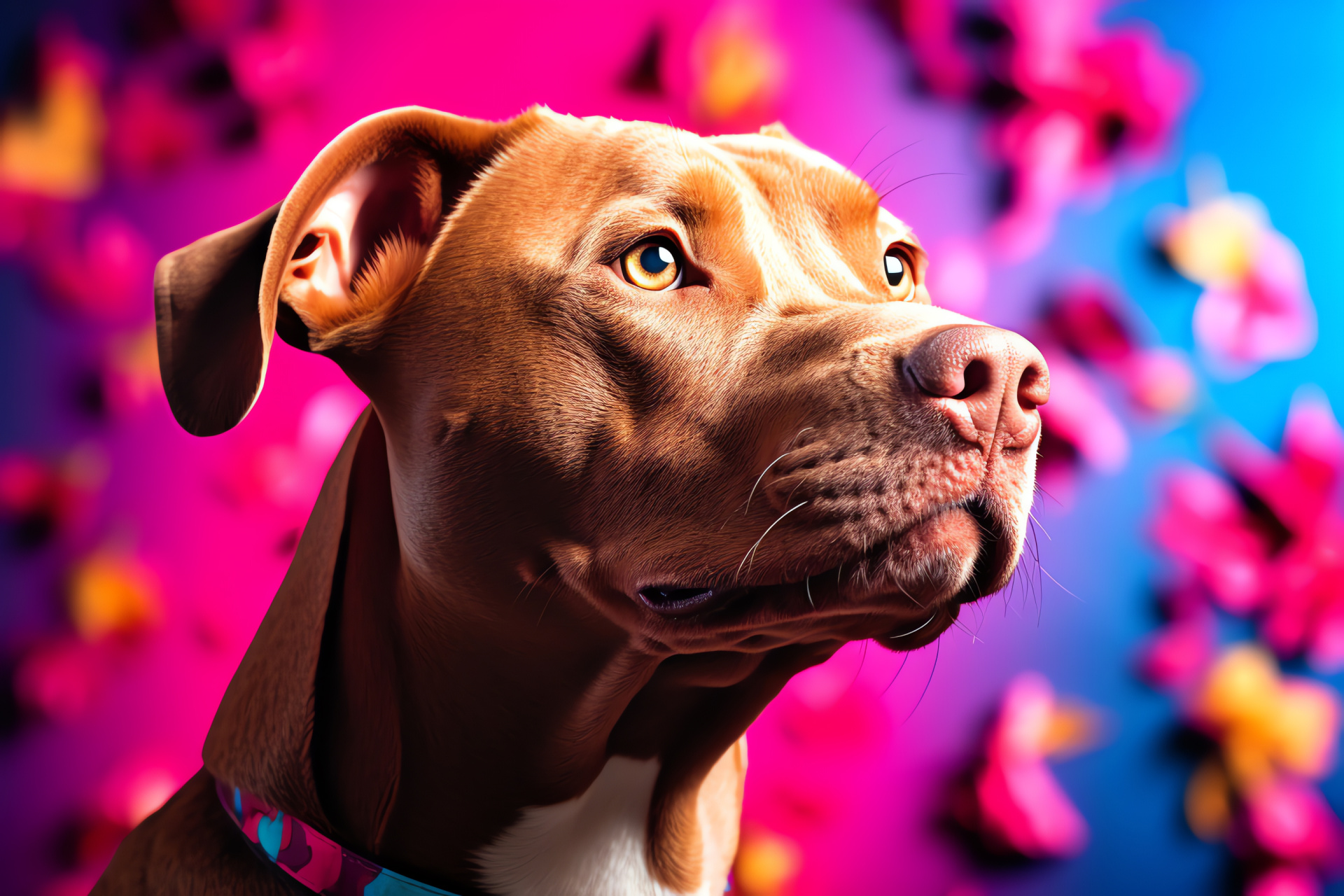 Companion Animal Pitbull, Canine Luna, Breed Specific Fur, Pet Facial Details, Background Color Contrast, HD Desktop Image