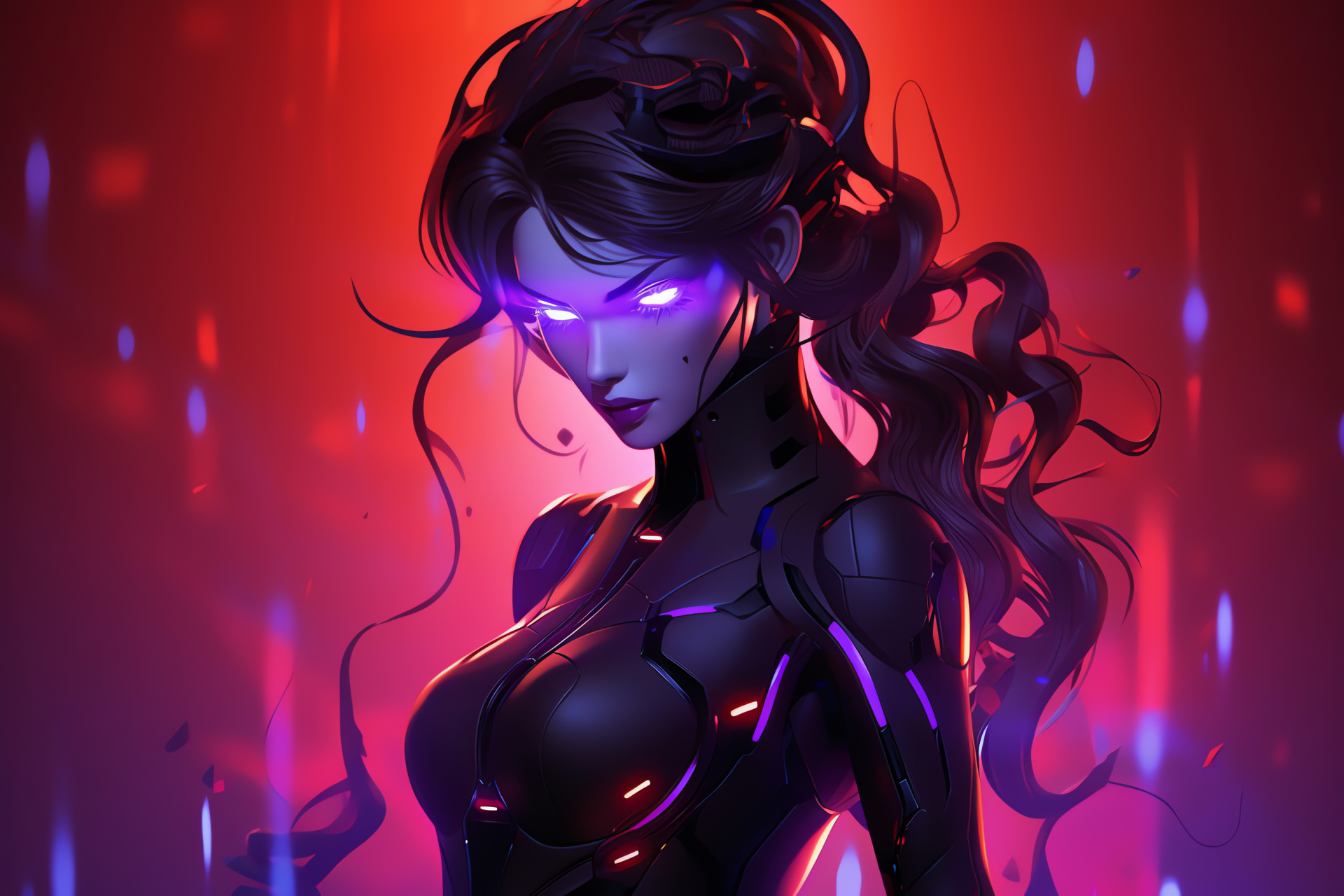 Widowmaker sniper, Focused Overwatch combatant, Cerulean ocular detail, Noir hair, Gaming battleground, HD Desktop Wallpaper