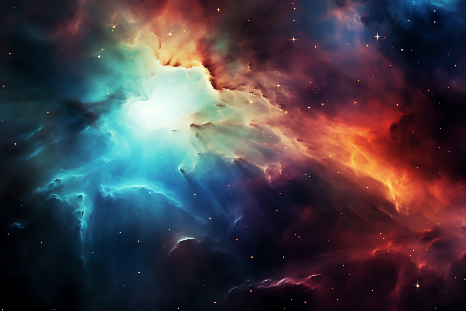 Orion Nebula vista, Starbirth region, Celestial clouds, Vibrant hues, Astronomical curiosity, HD Desktop Wallpaper