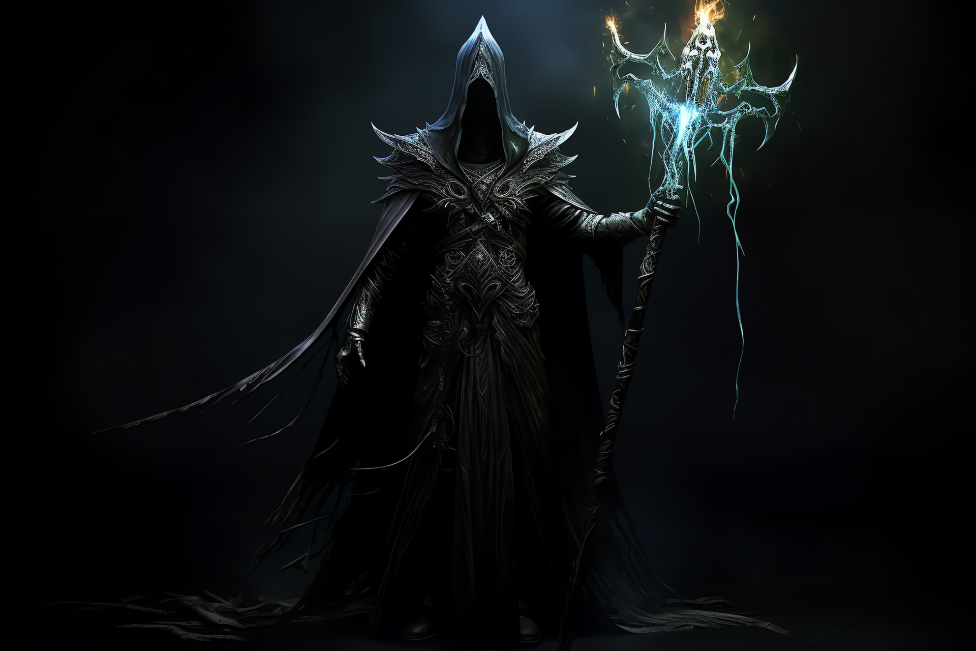 Undead Warlock Ravenna, Dark Fantasy Avatar, Sorcery Aesthetics, Mage Apparel, Magic Accessory, HD Desktop Wallpaper