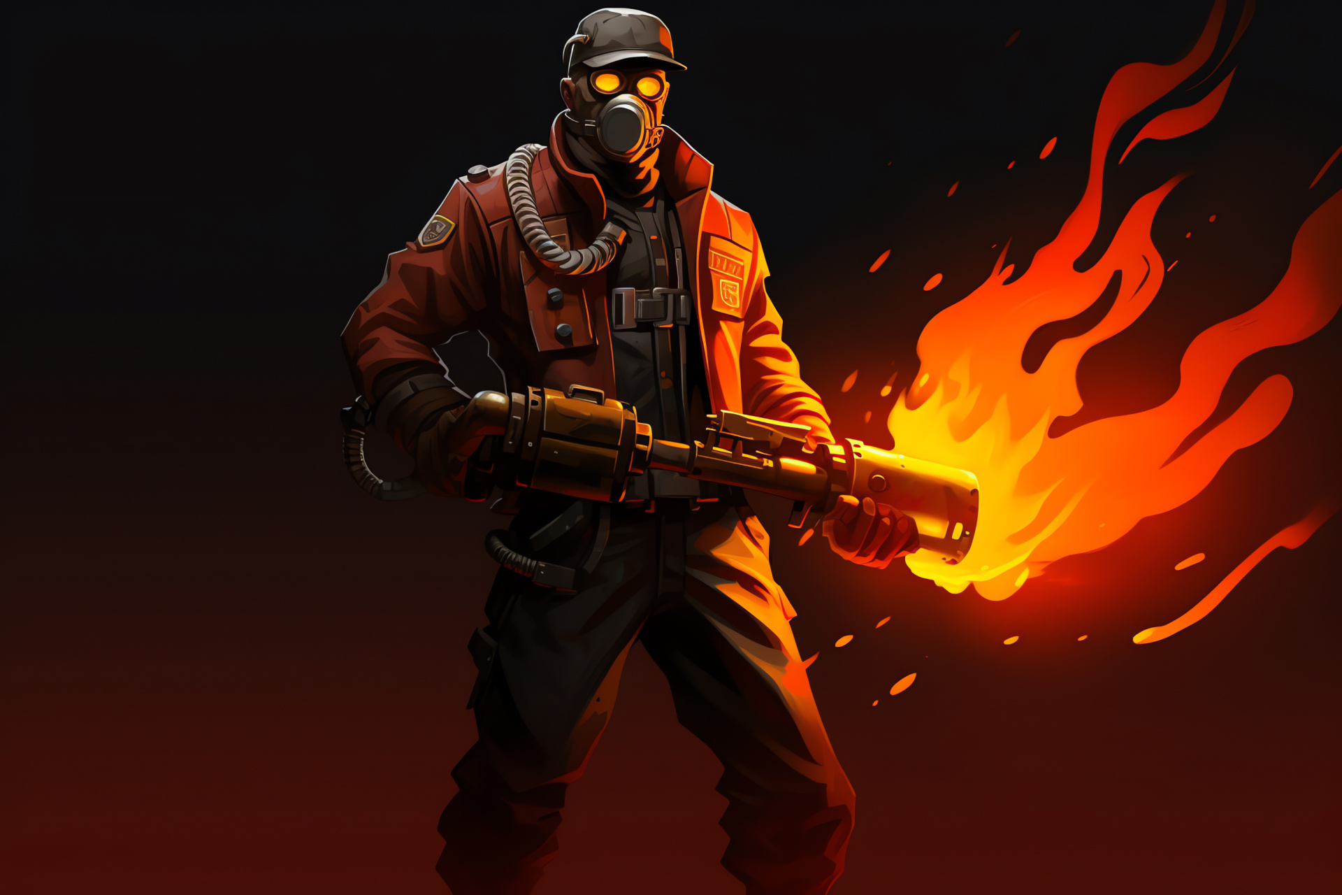 Engineer Team Fortress member, Focused gaming character, Protective wear, Construction role, Strategic play, HD Desktop Image