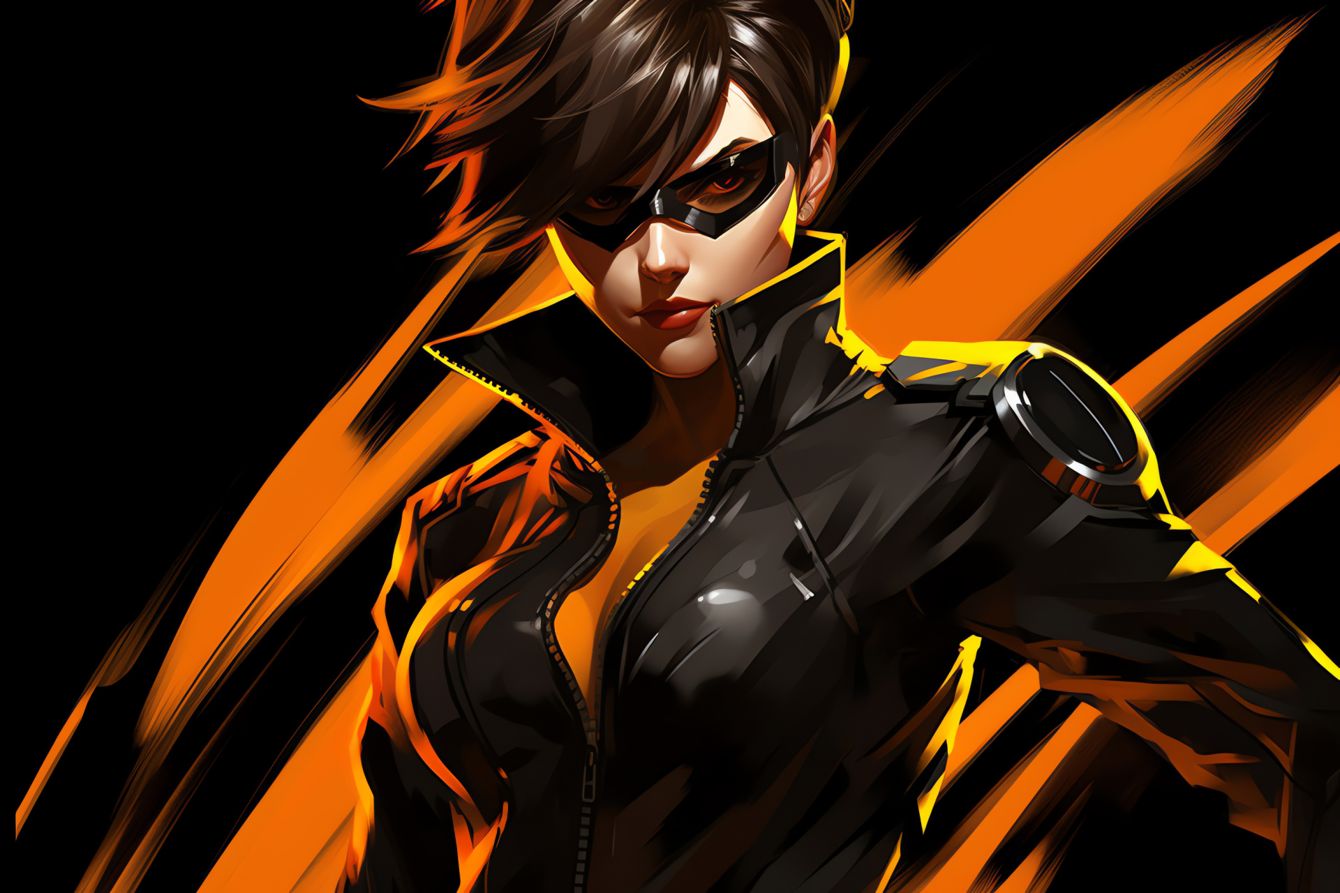 Tracer countenance, Overwatch vibrant watchfulness, Vivacious expression, Visual clarity, Stark contrast, HD Desktop Wallpaper